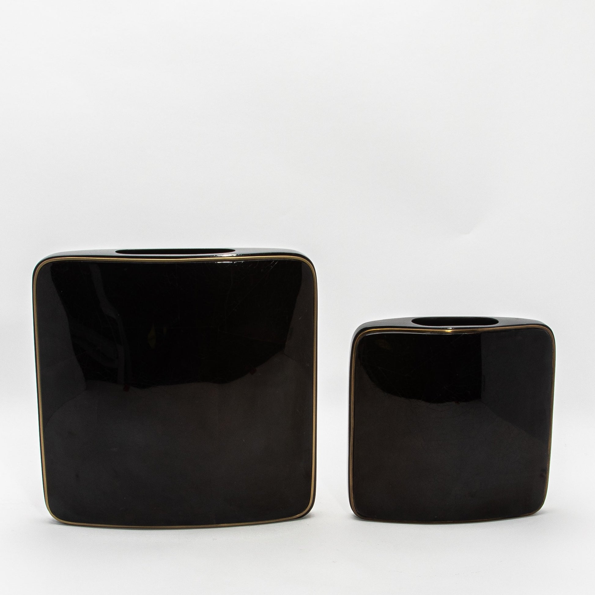 Vase in Black Shell with Brass by R&Y Augousti
