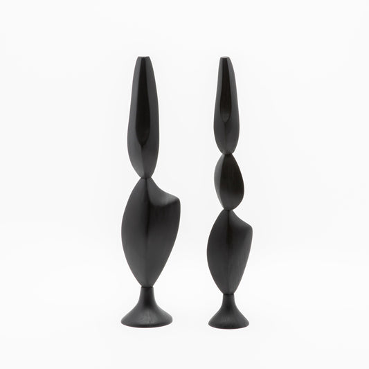 Modern Abstract Sculpture in Black Oak by Patrick Coard Paris