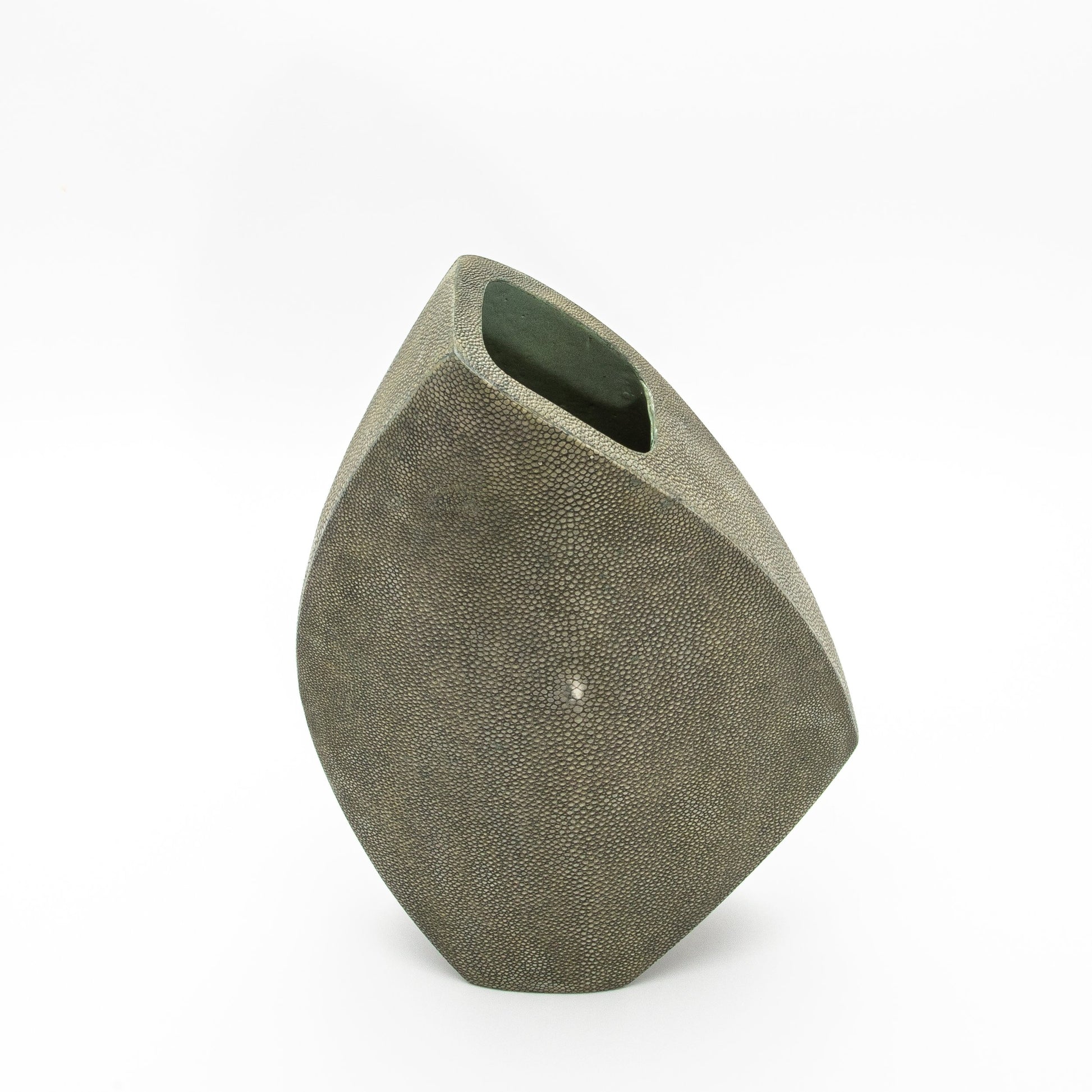 Side Cut Vase in Grey Shagreen by R&Y Augousti