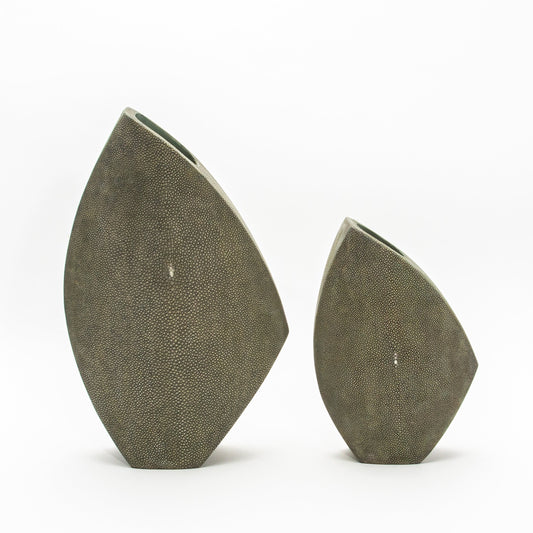Side Cut Vase in Grey Shagreen by R&Y Augousti