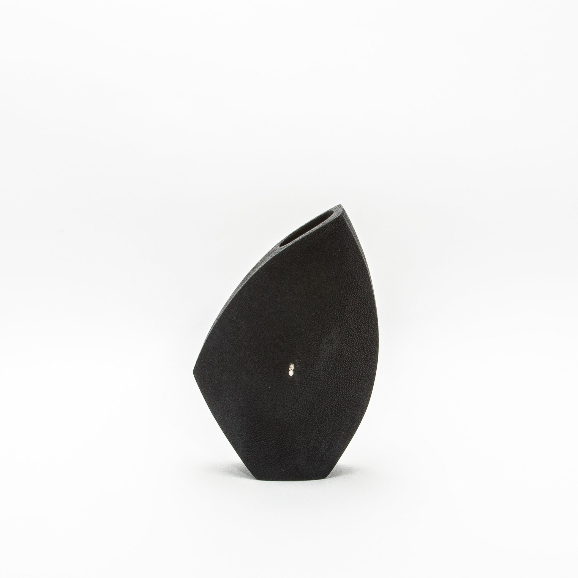 Side Cut Vase in Black Shagreen by R&Y Augousti