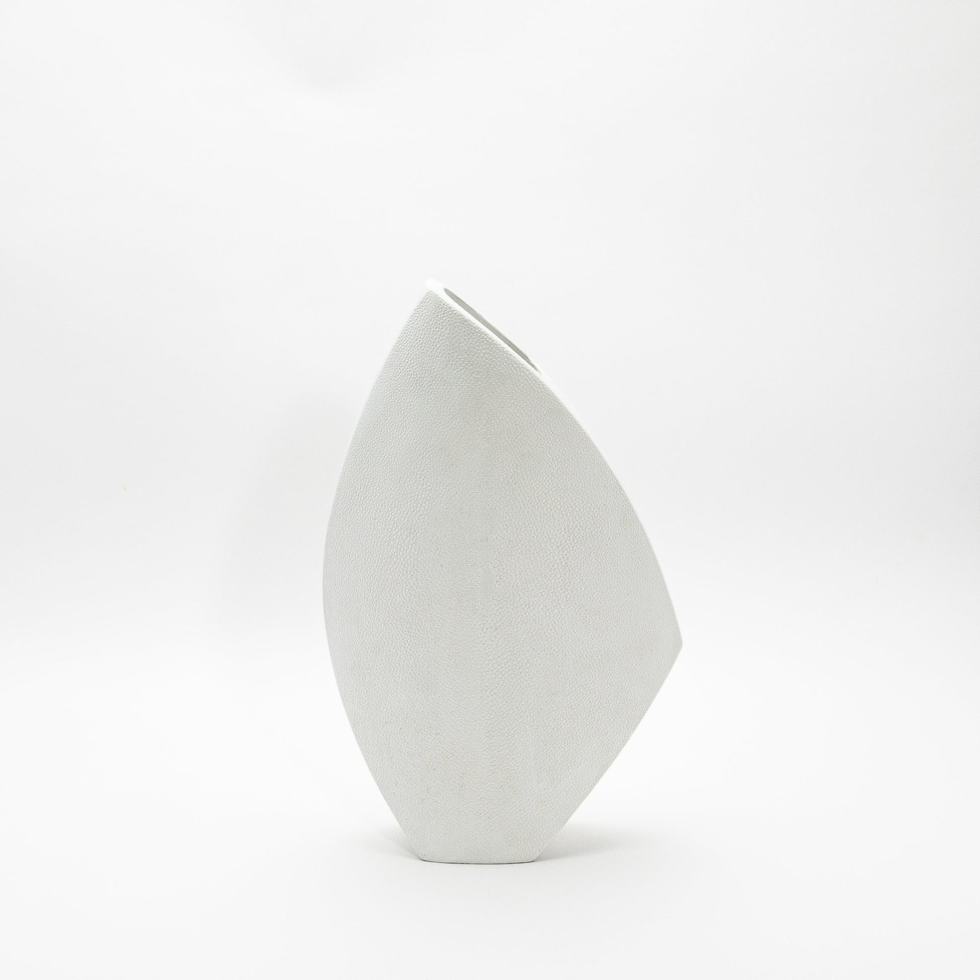 Side Cut Vase in White Shagreen by R&Y Augousti