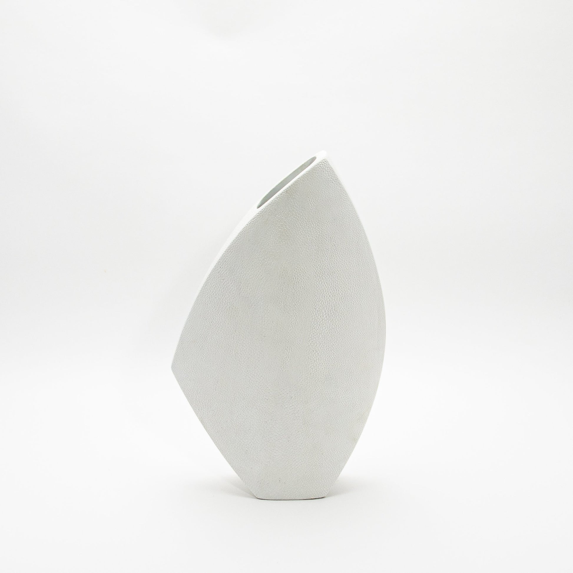 Side Cut Vase in White Shagreen by R&Y Augousti