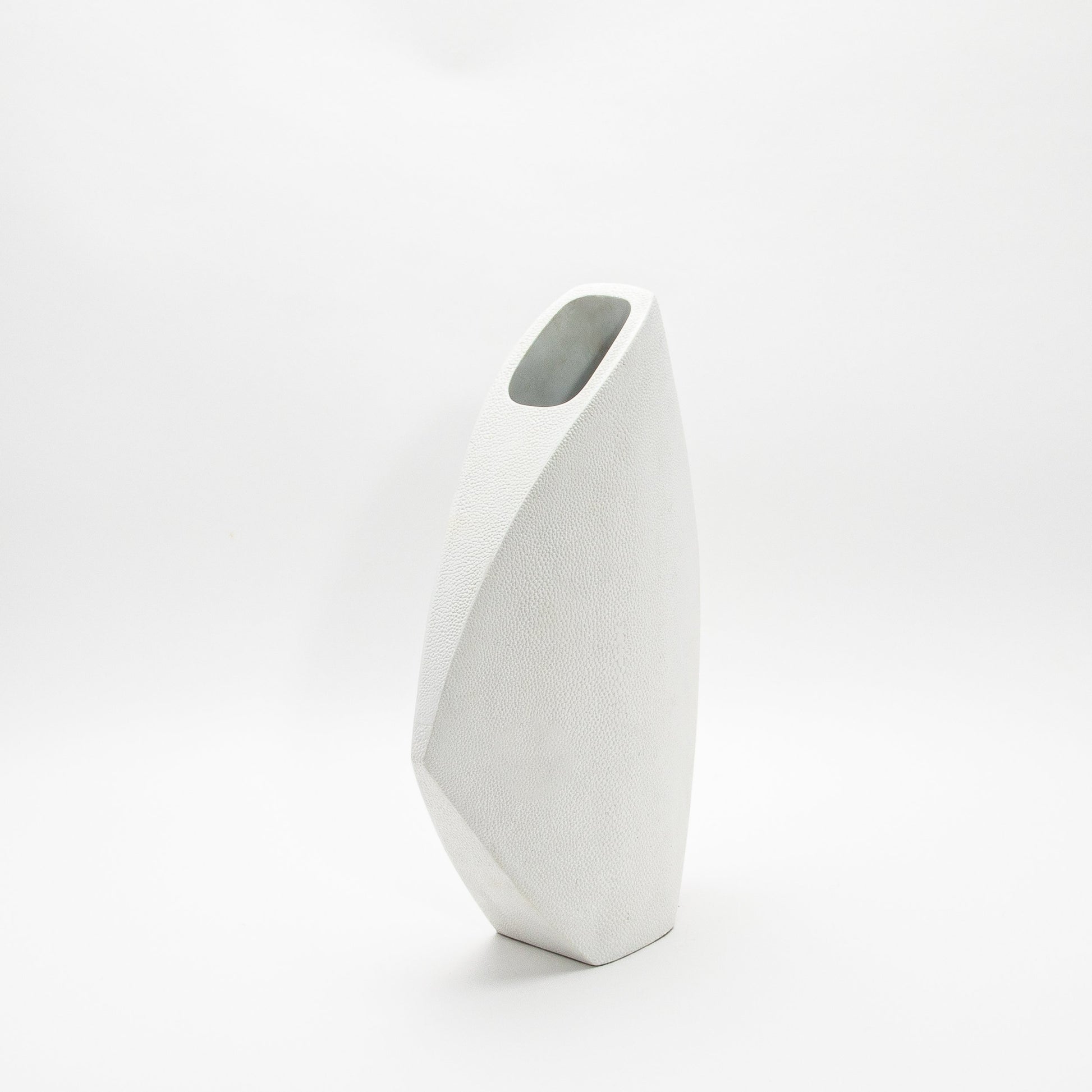 Side Cut Vase in White Shagreen by R&Y Augousti