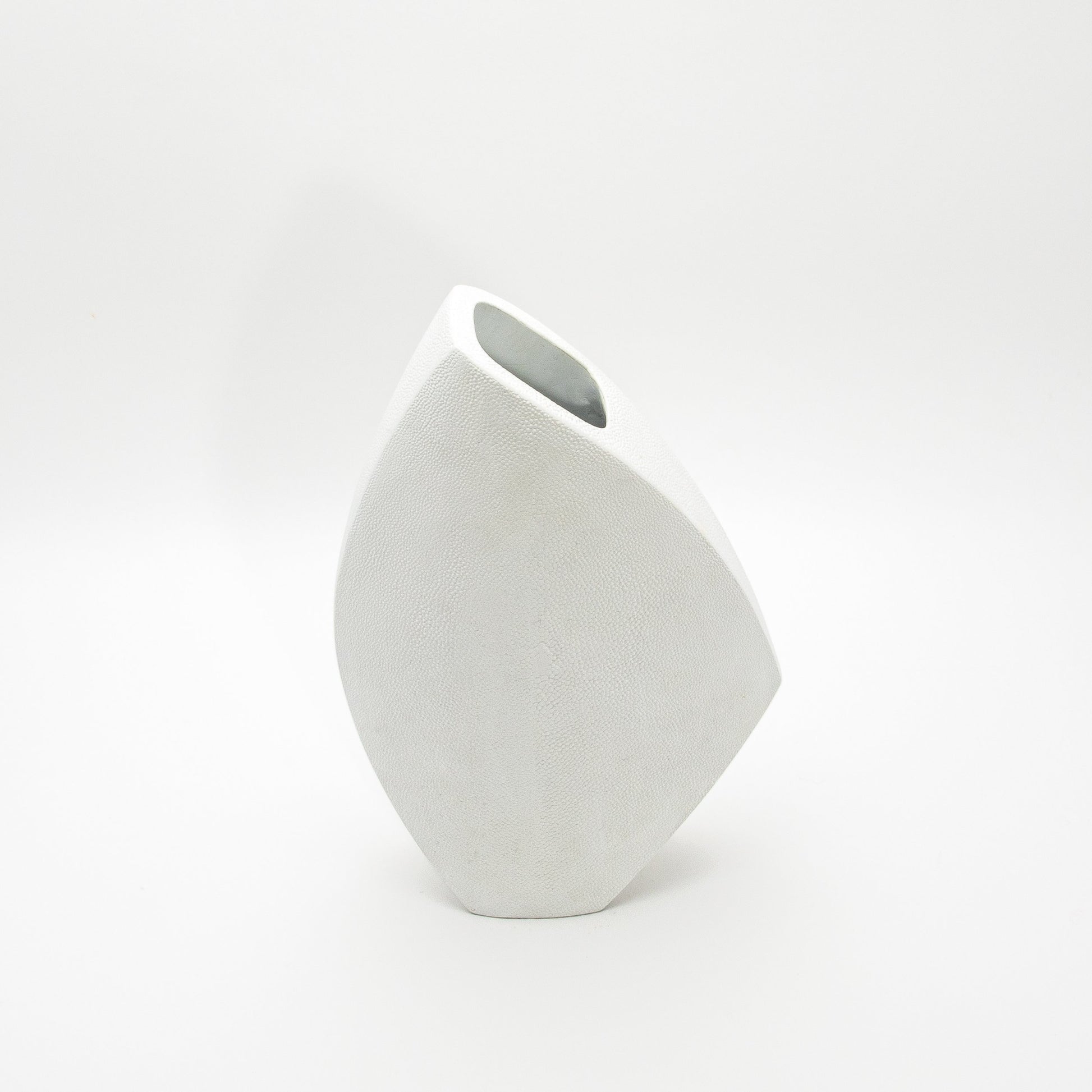 Side Cut Vase in White Shagreen by R&Y Augousti