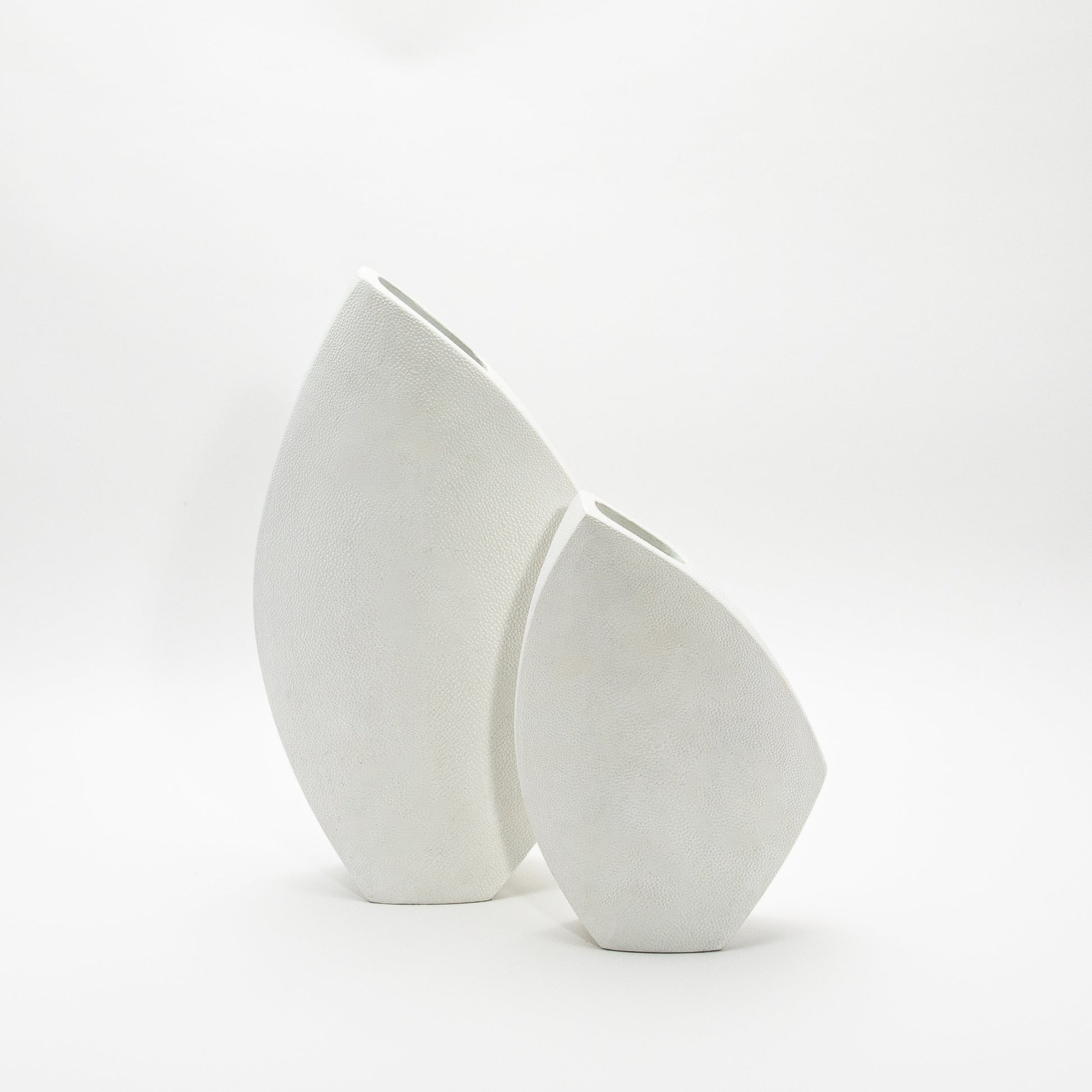 Side Cut Vase in White Shagreen by R&Y Augousti