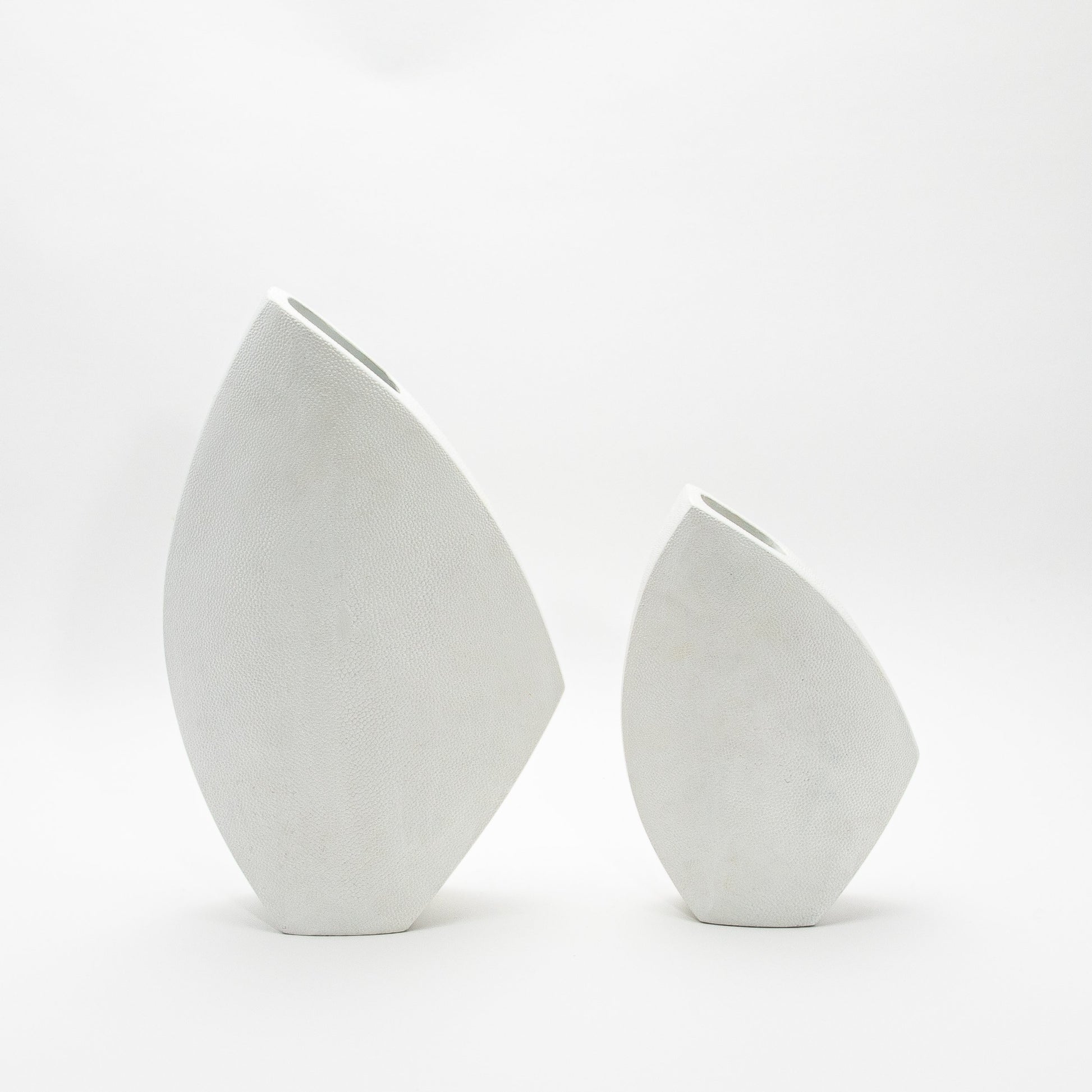 Side Cut Vase in White Shagreen by R&Y Augousti