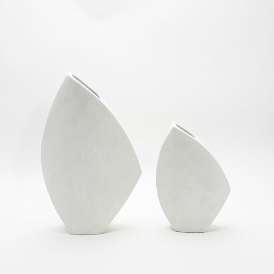 Side Cut Vase in White Shagreen by R&Y Augousti