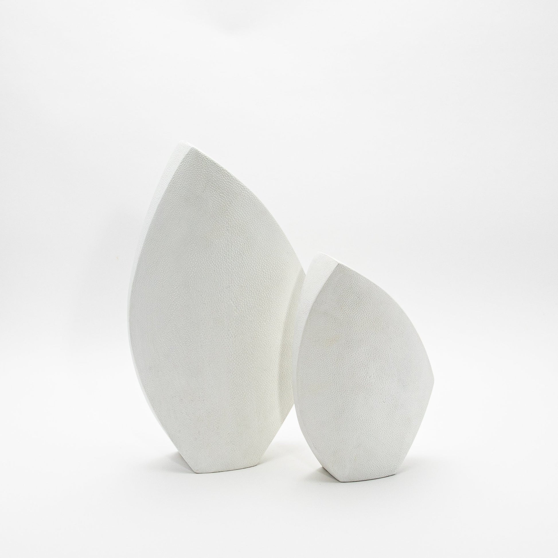 Side Cut Vase in White Shagreen by R&Y Augousti