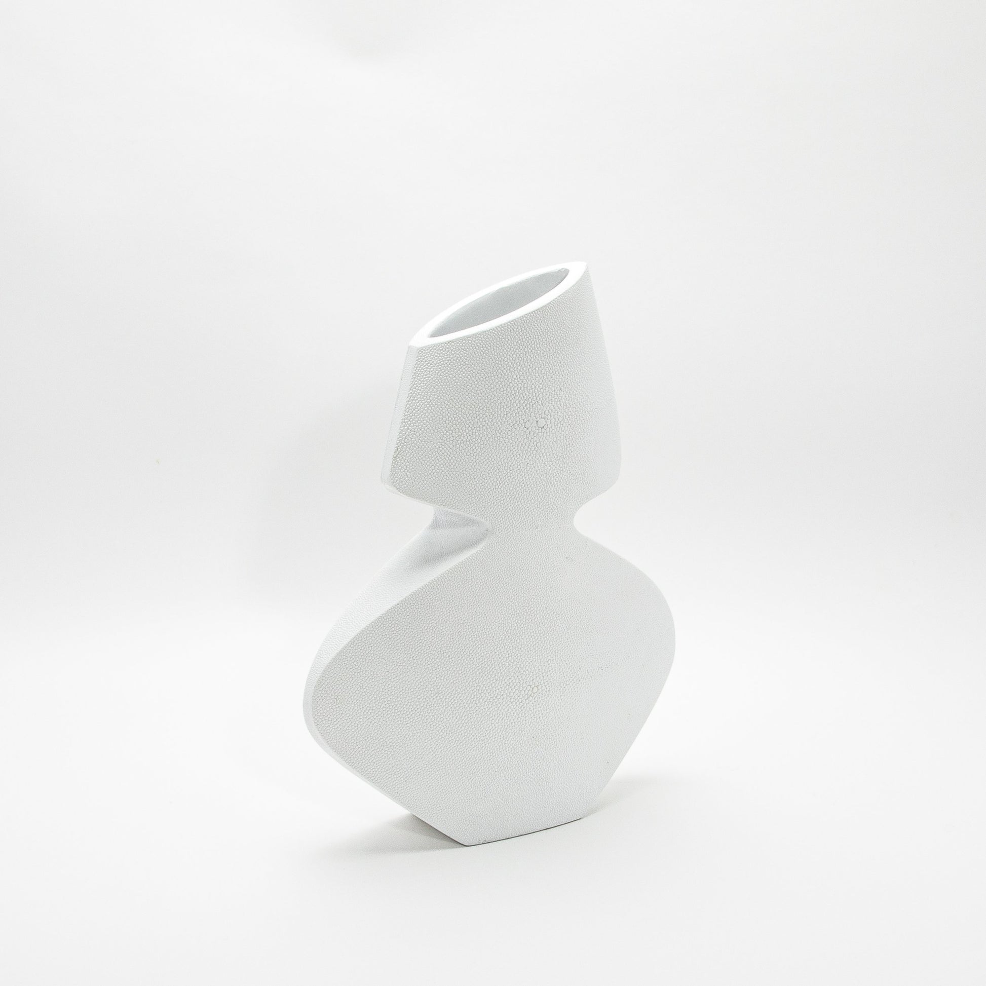 Sculptural Vase in White Shagreen by R&Y Augousti