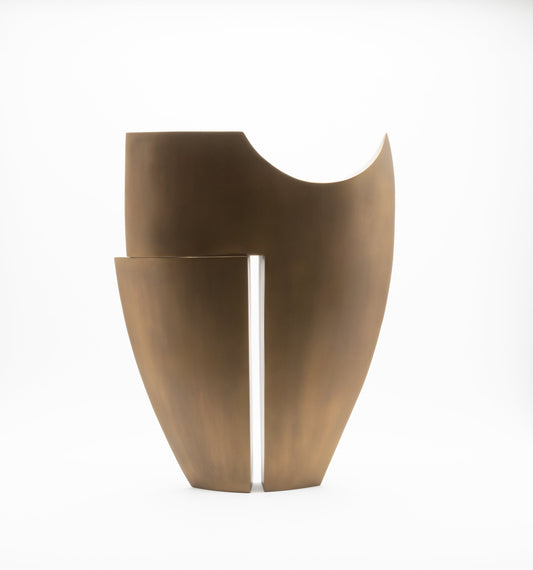 Modern Abstract Sculpture in Bronze Patina Brass by Patrick Coard Paris