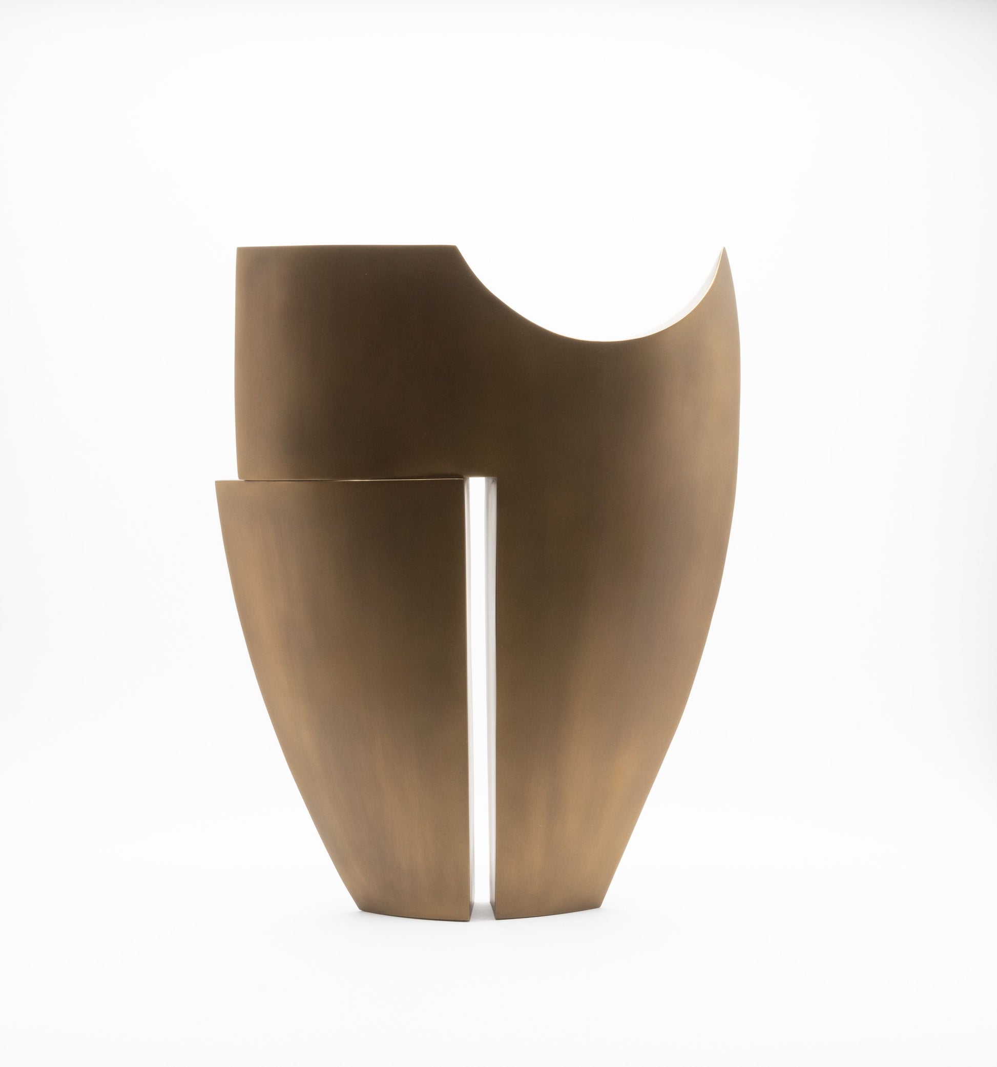 Modern Abstract Sculpture in Bronze Patina Brass by Patrick Coard Paris