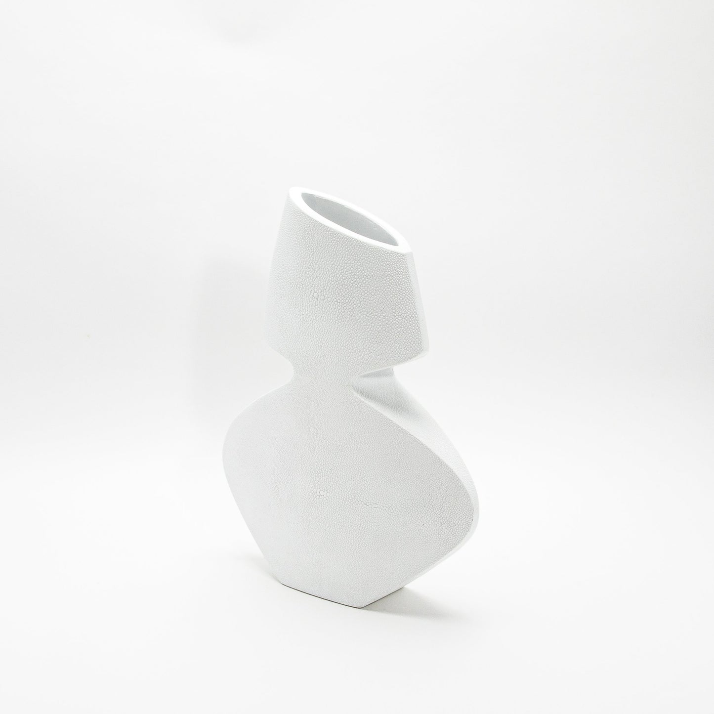 Sculptural Vase in White Shagreen by R&Y Augousti
