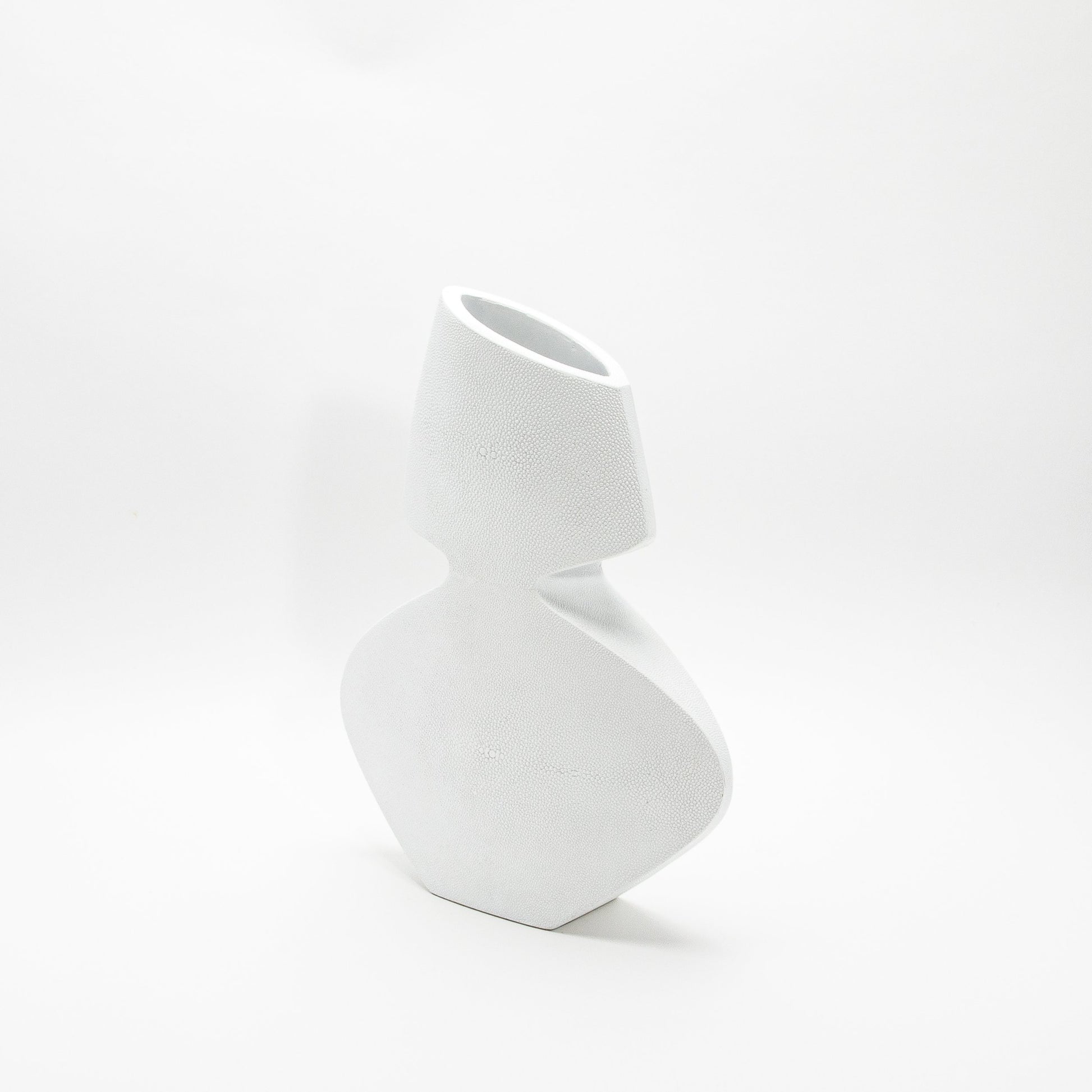 Sculptural Vase in White Shagreen by R&Y Augousti
