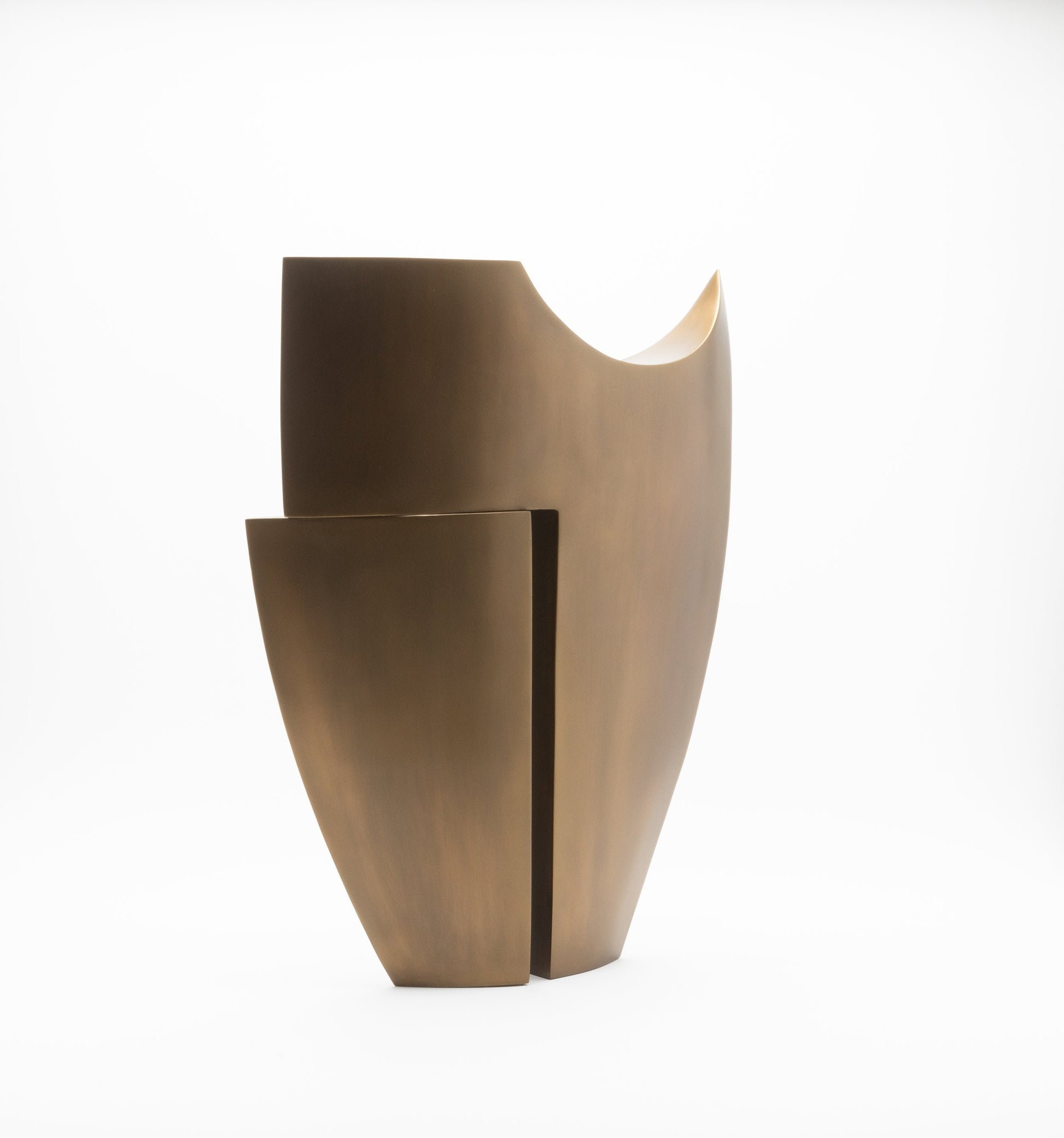Modern Abstract Sculpture in Bronze Patina Brass by Patrick Coard Paris