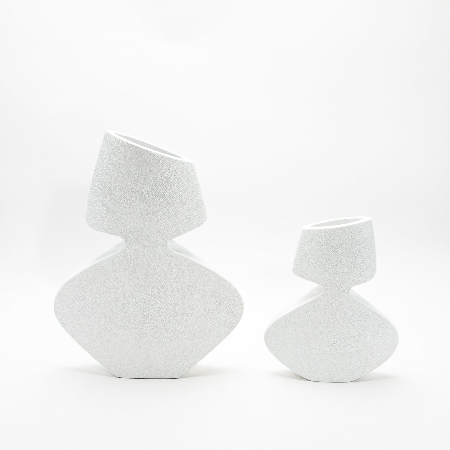Sculptural Vase in White Shagreen by R&Y Augousti