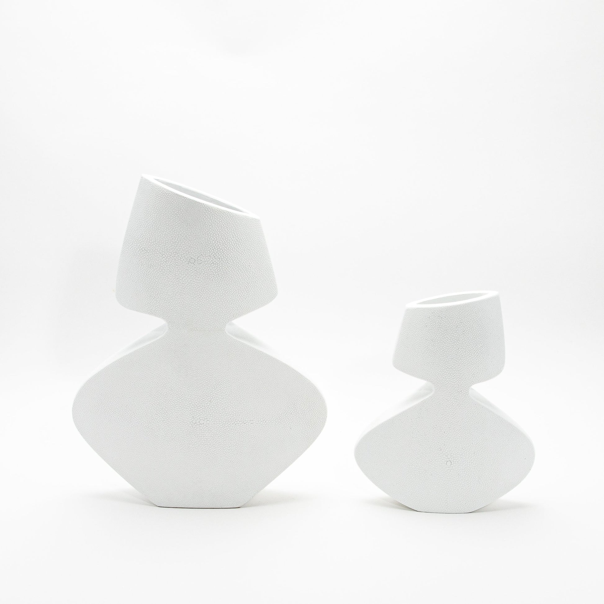 Sculptural Vase in White Shagreen by R&Y Augousti