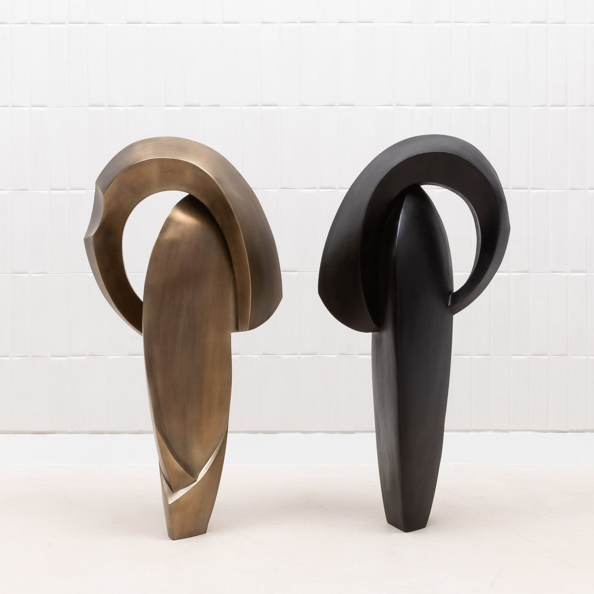 Modern Abstract Sculpture in Black Oak by Patrick Coard Paris