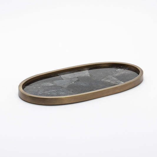Tray in Quartz with Bronze Patina Brass by Kifu Paris