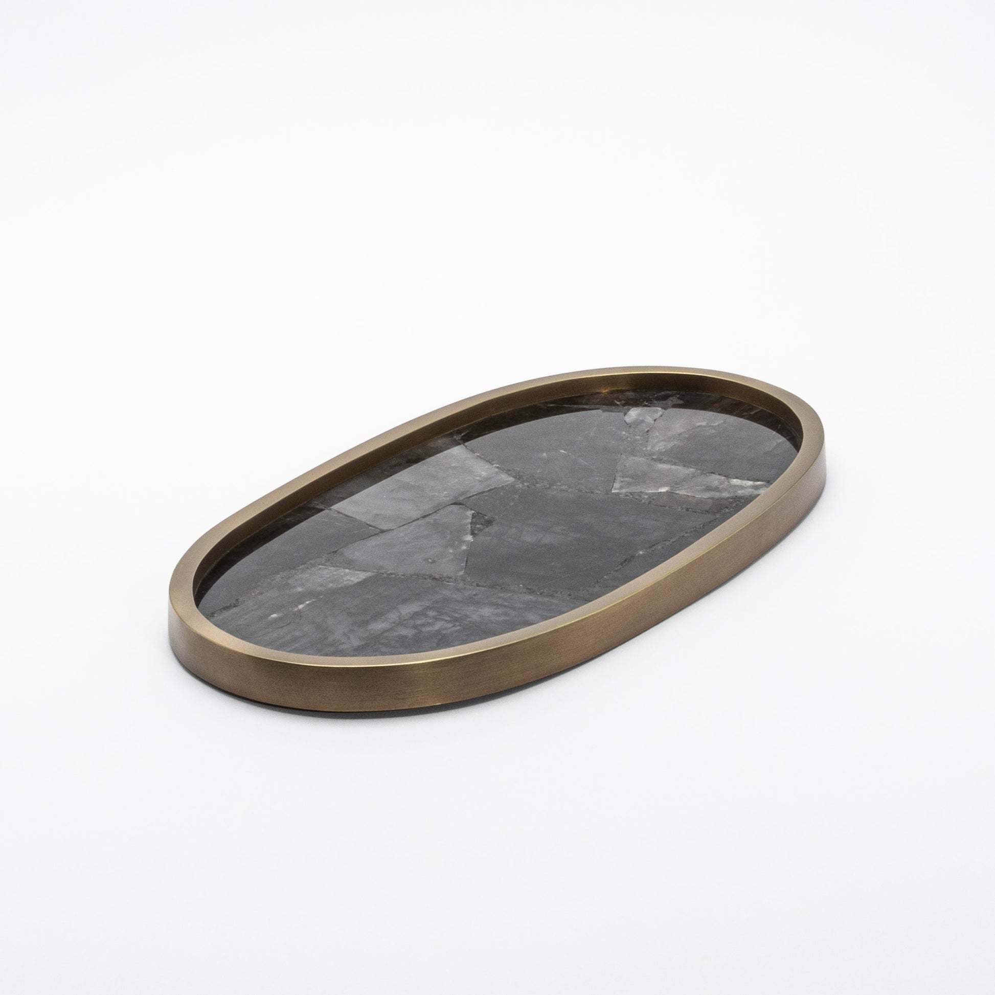 Tray in Quartz with Bronze Patina Brass by Kifu Paris