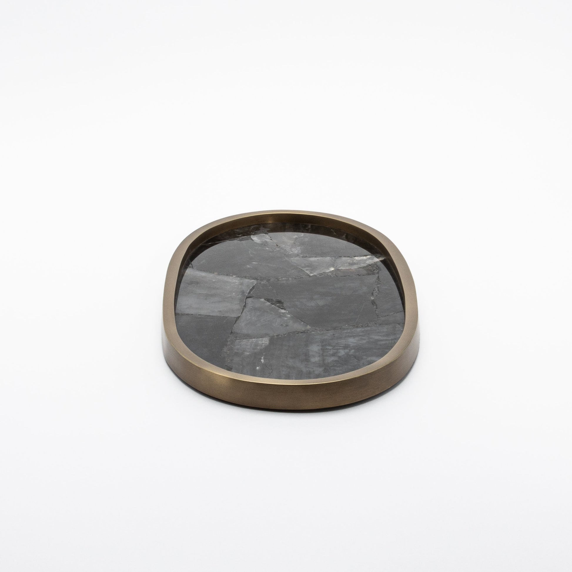 Tray in Quartz with Bronze Patina Brass by Kifu Paris