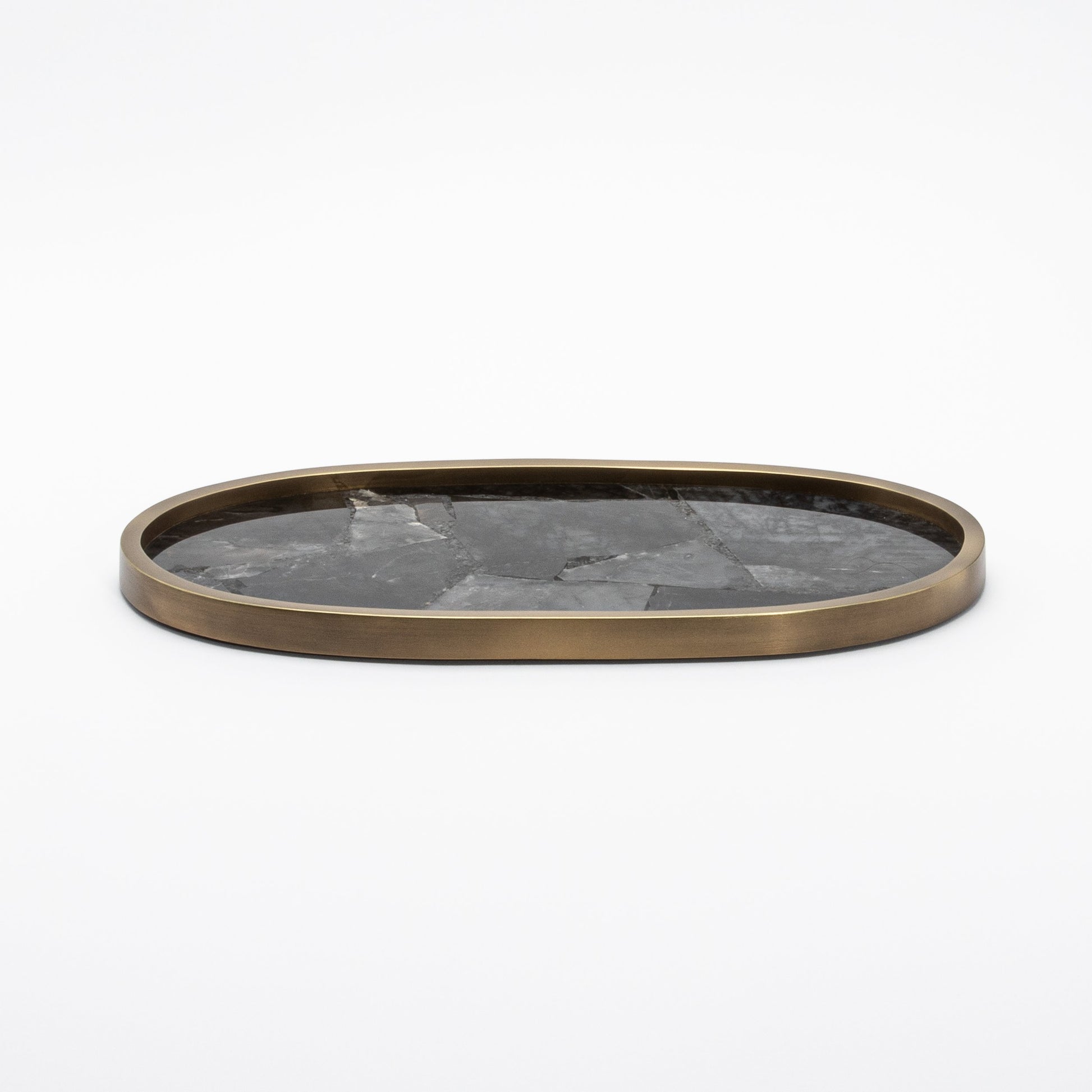 Tray in Quartz with Bronze Patina Brass by Kifu Paris