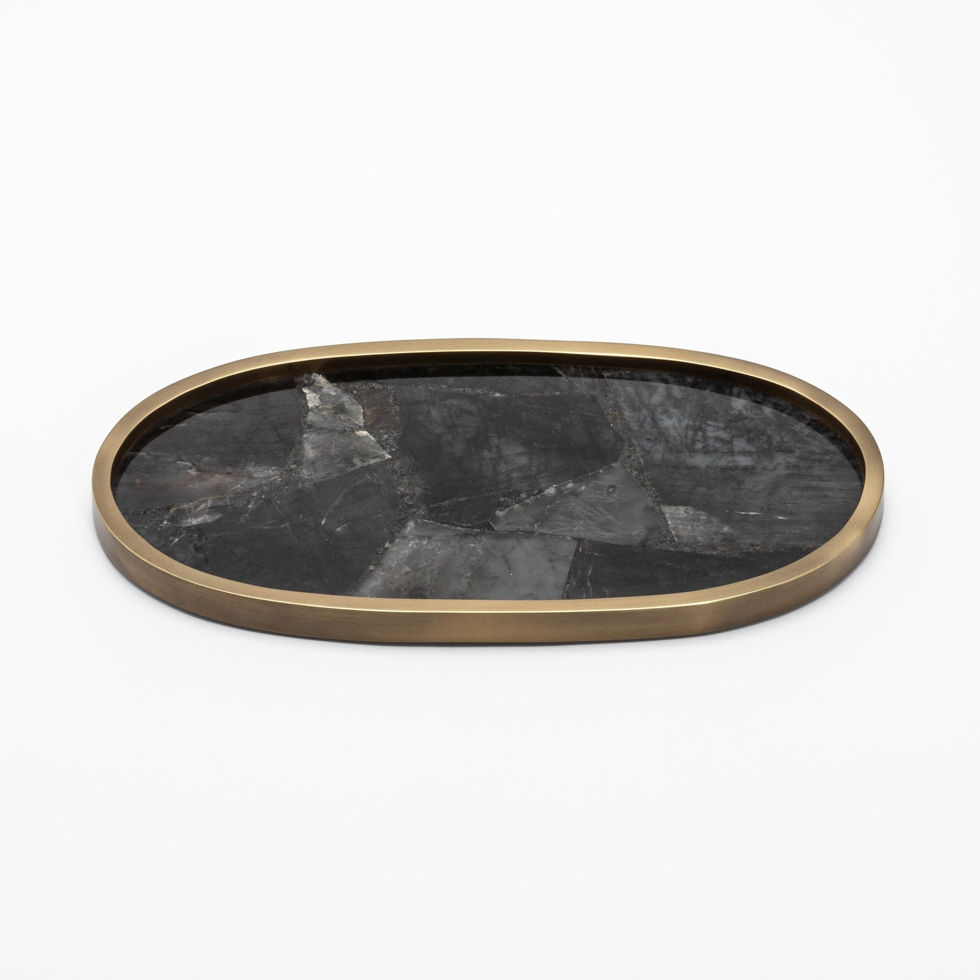 Tray in Quartz with Bronze Patina Brass by Kifu Paris