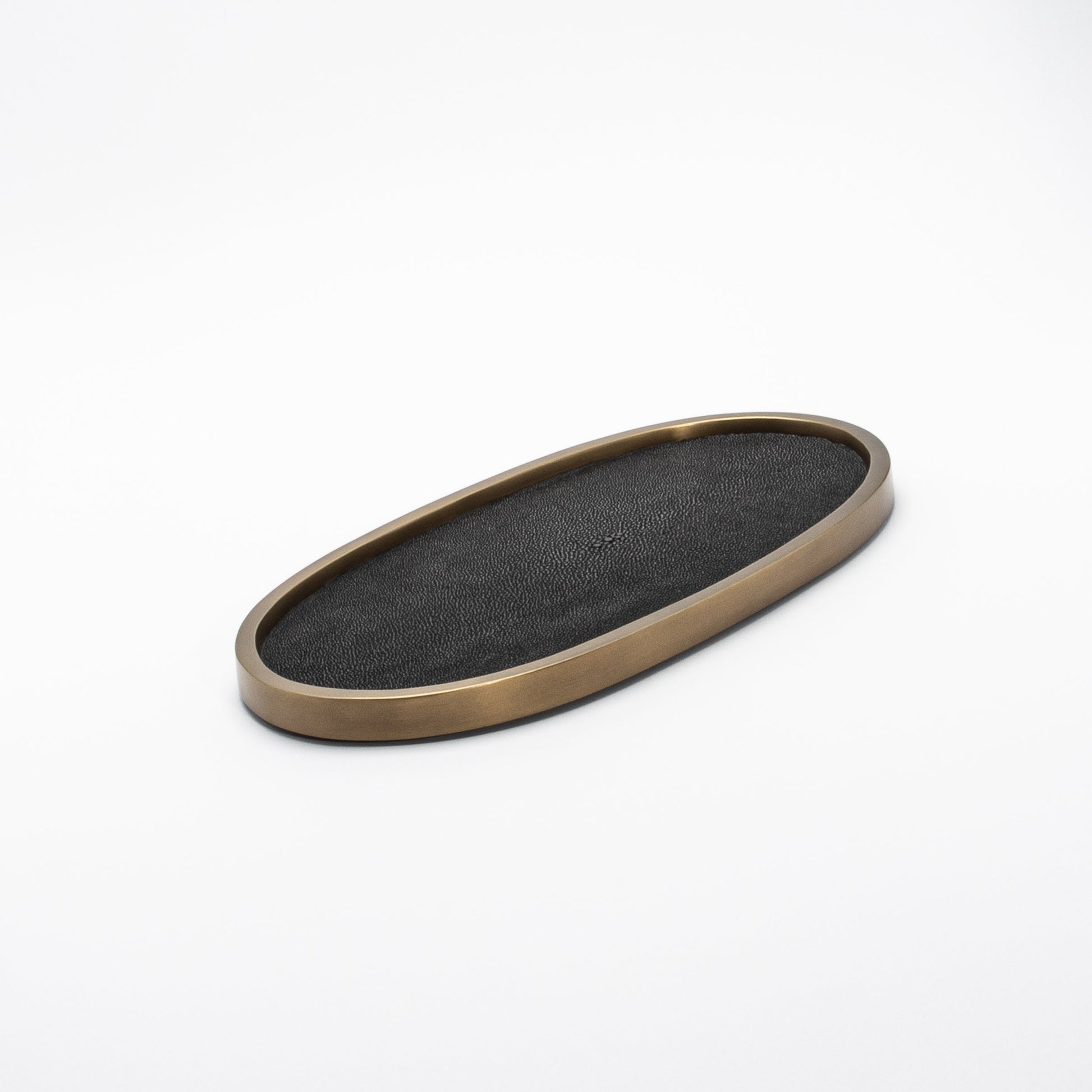 Tray in Shagreen with Bronze Patina Brass by Kifu Paris