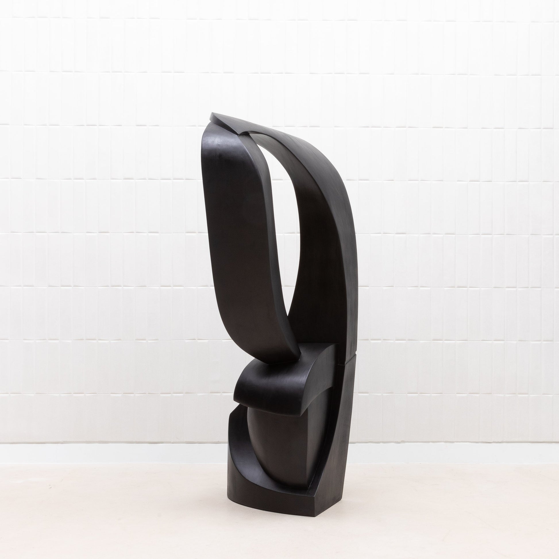 Modern Abstract Sculpture in Black Oak by Patrick Coard Paris