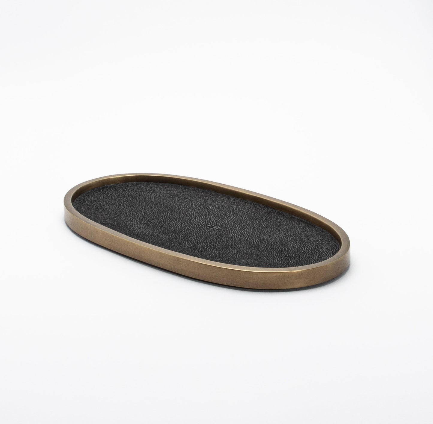 Tray in Shagreen with Bronze Patina Brass by Kifu Paris