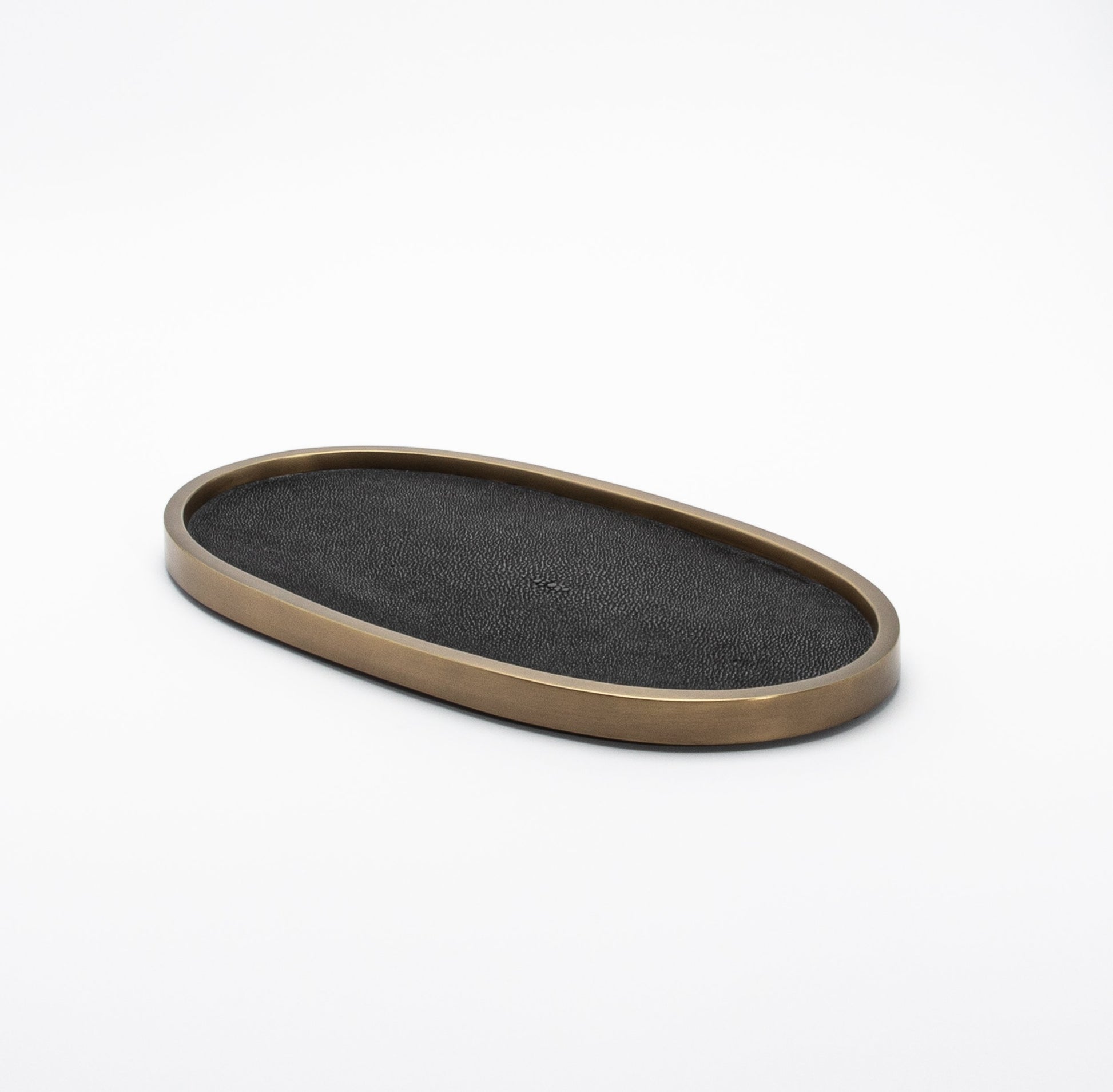 Tray in Shagreen with Bronze Patina Brass by Kifu Paris
