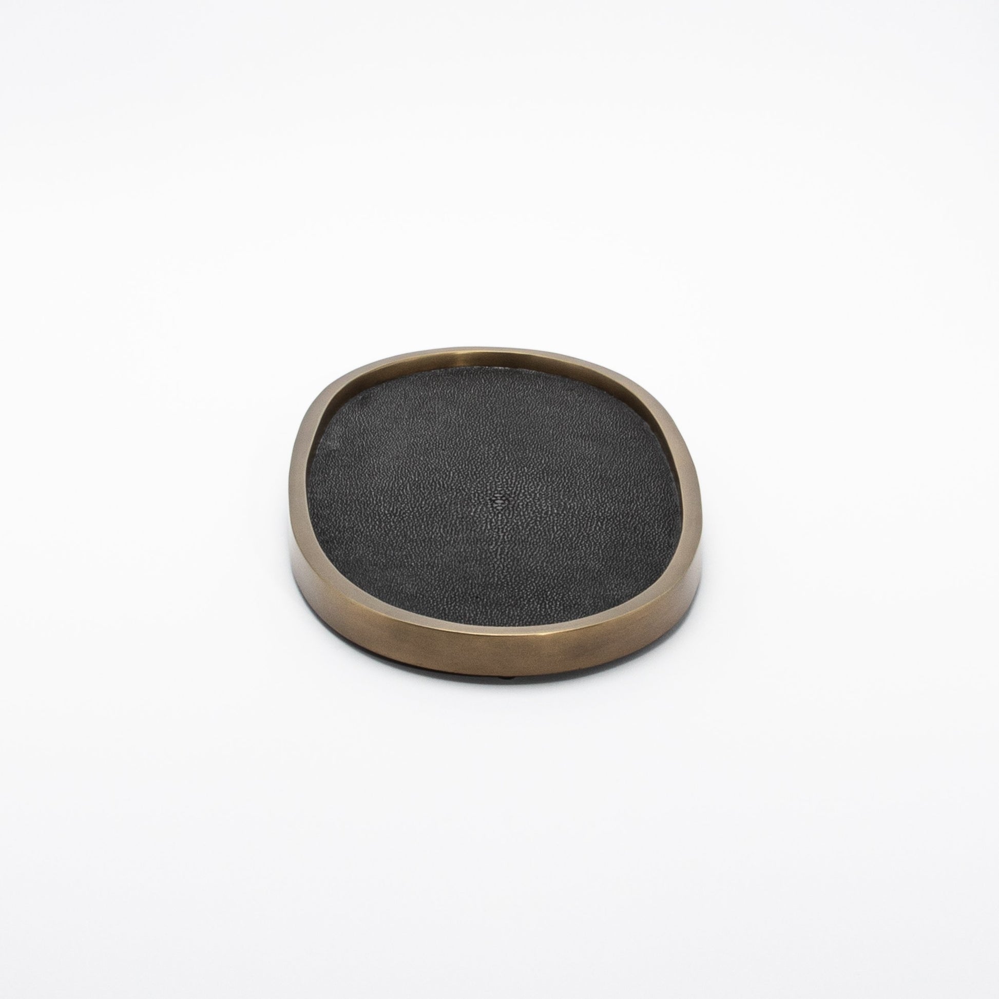 Tray in Shagreen with Bronze Patina Brass by Kifu Paris