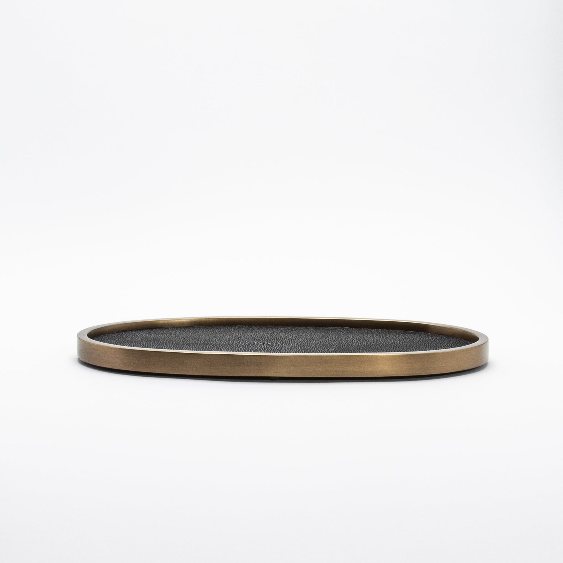 Tray in Shagreen with Bronze Patina Brass by Kifu Paris