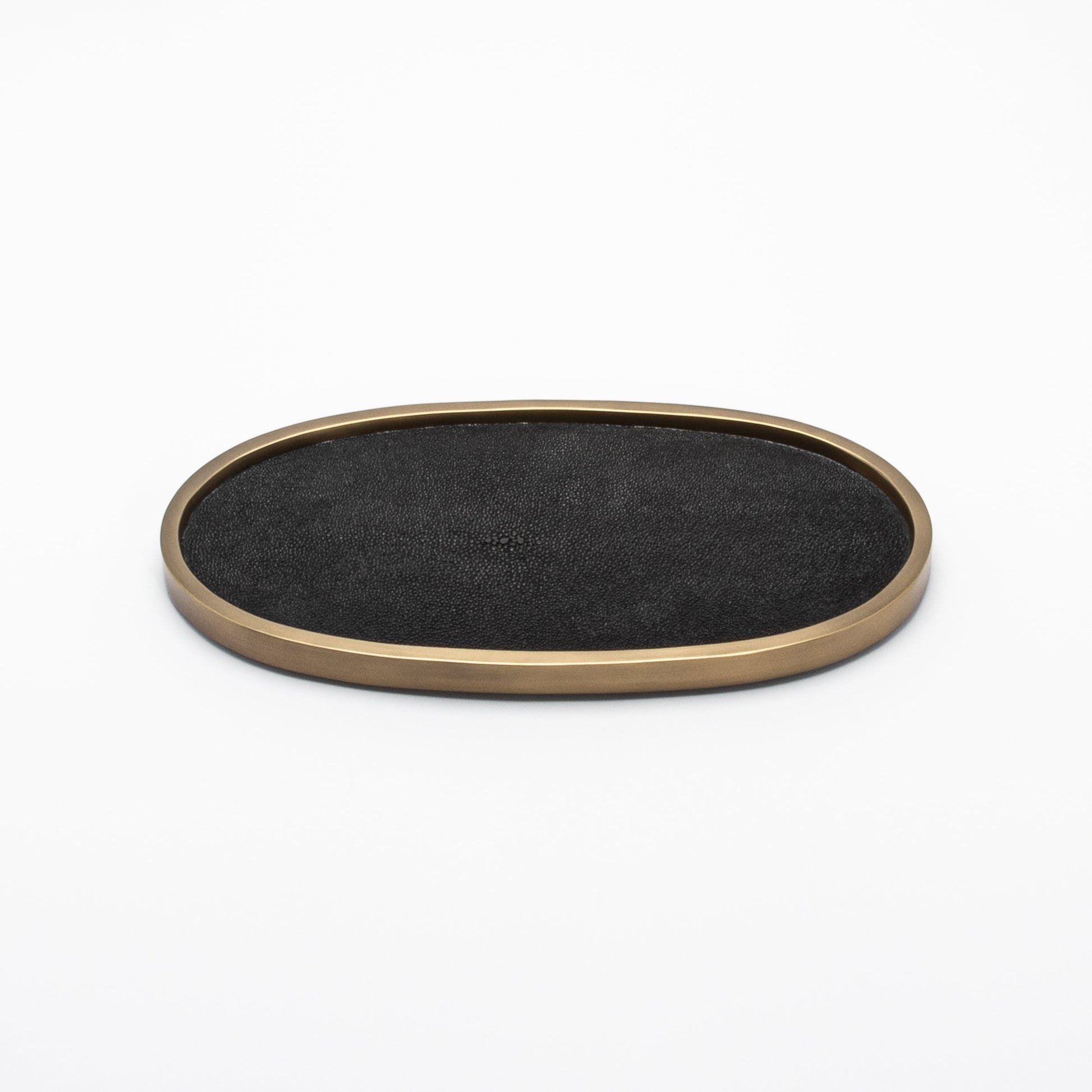Tray in Shagreen with Bronze Patina Brass by Kifu Paris