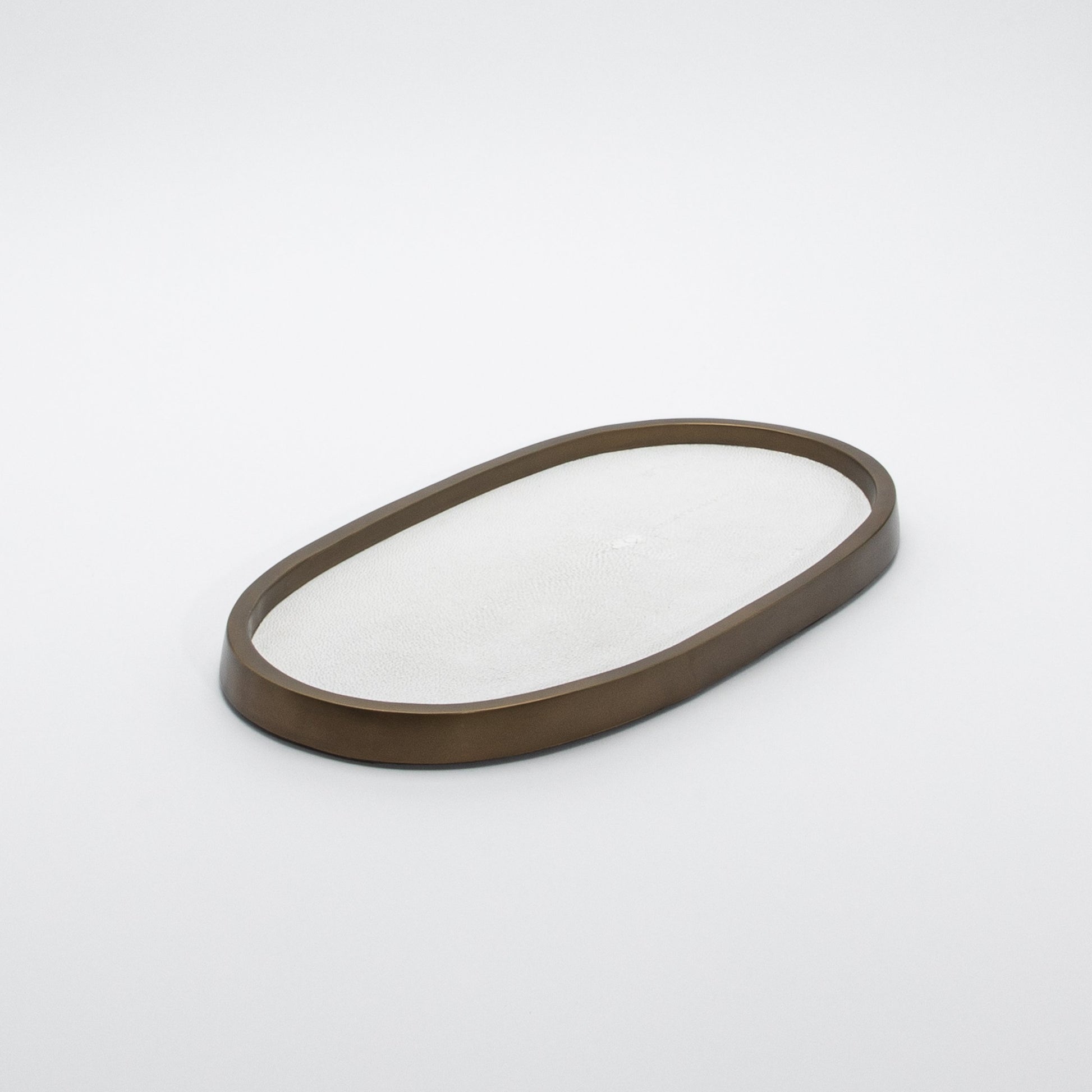 Tray in Shagreen with Bronze Patina Brass by Kifu Paris