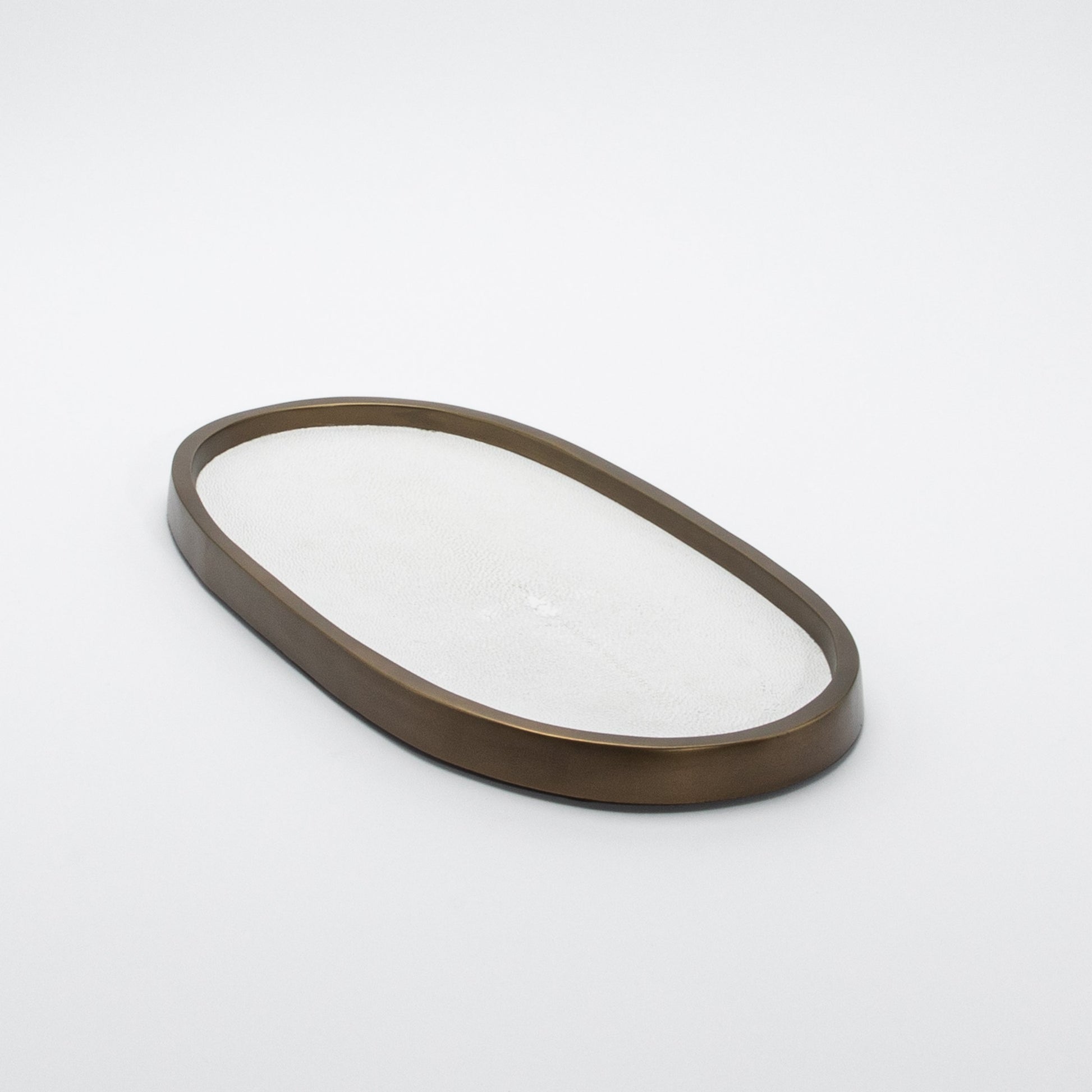 Tray in Shagreen with Bronze Patina Brass by Kifu Paris