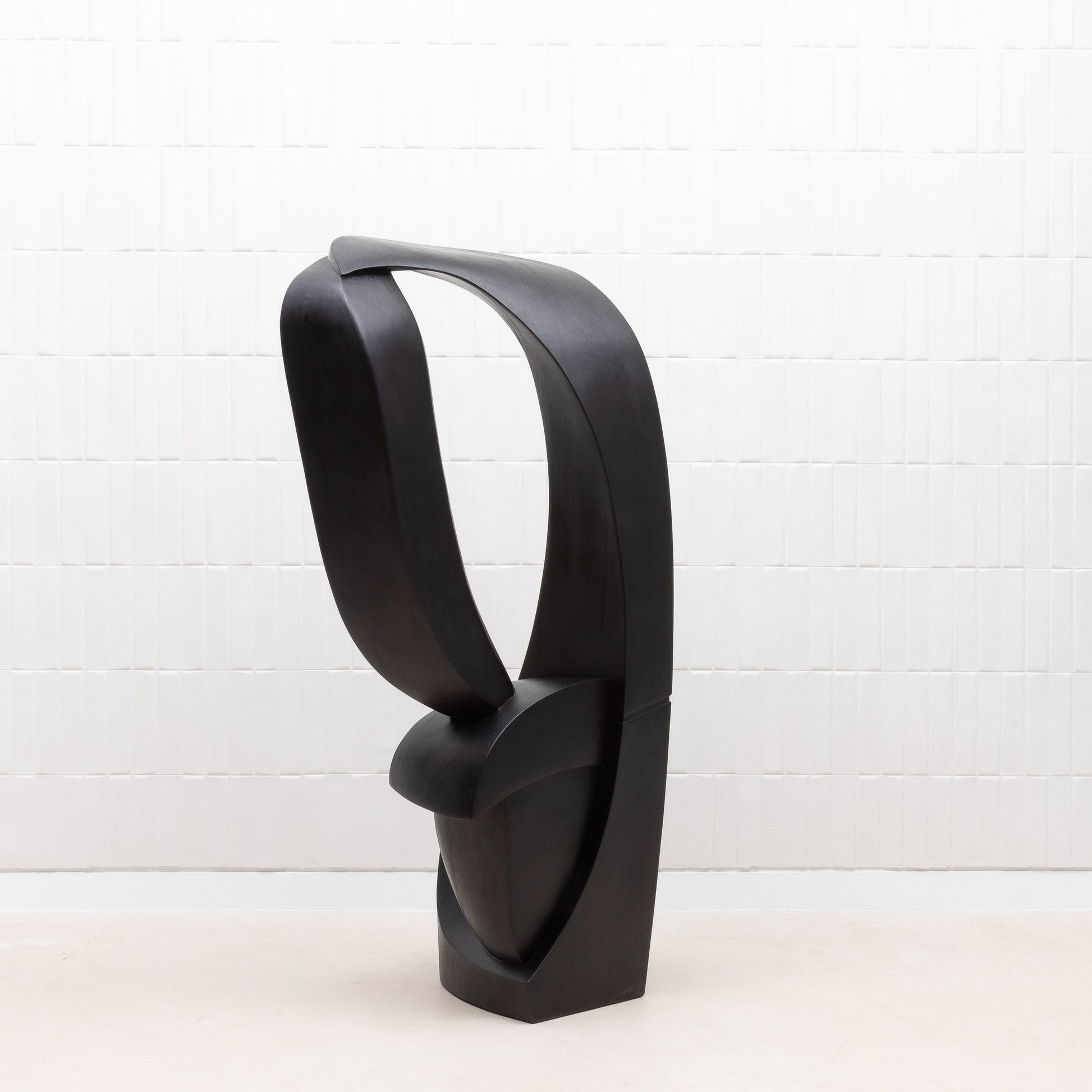 Modern Abstract Sculpture in Black Oak by Patrick Coard Paris