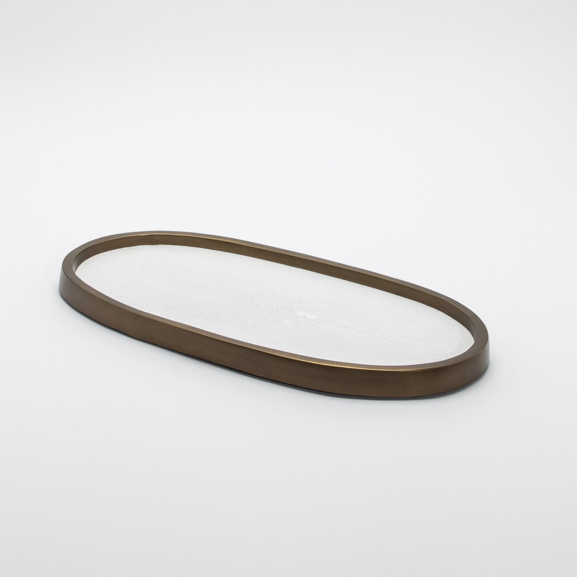 Tray in Shagreen with Bronze Patina Brass by Kifu Paris