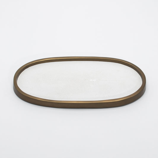 Tray in Shagreen with Bronze Patina Brass by Kifu Paris
