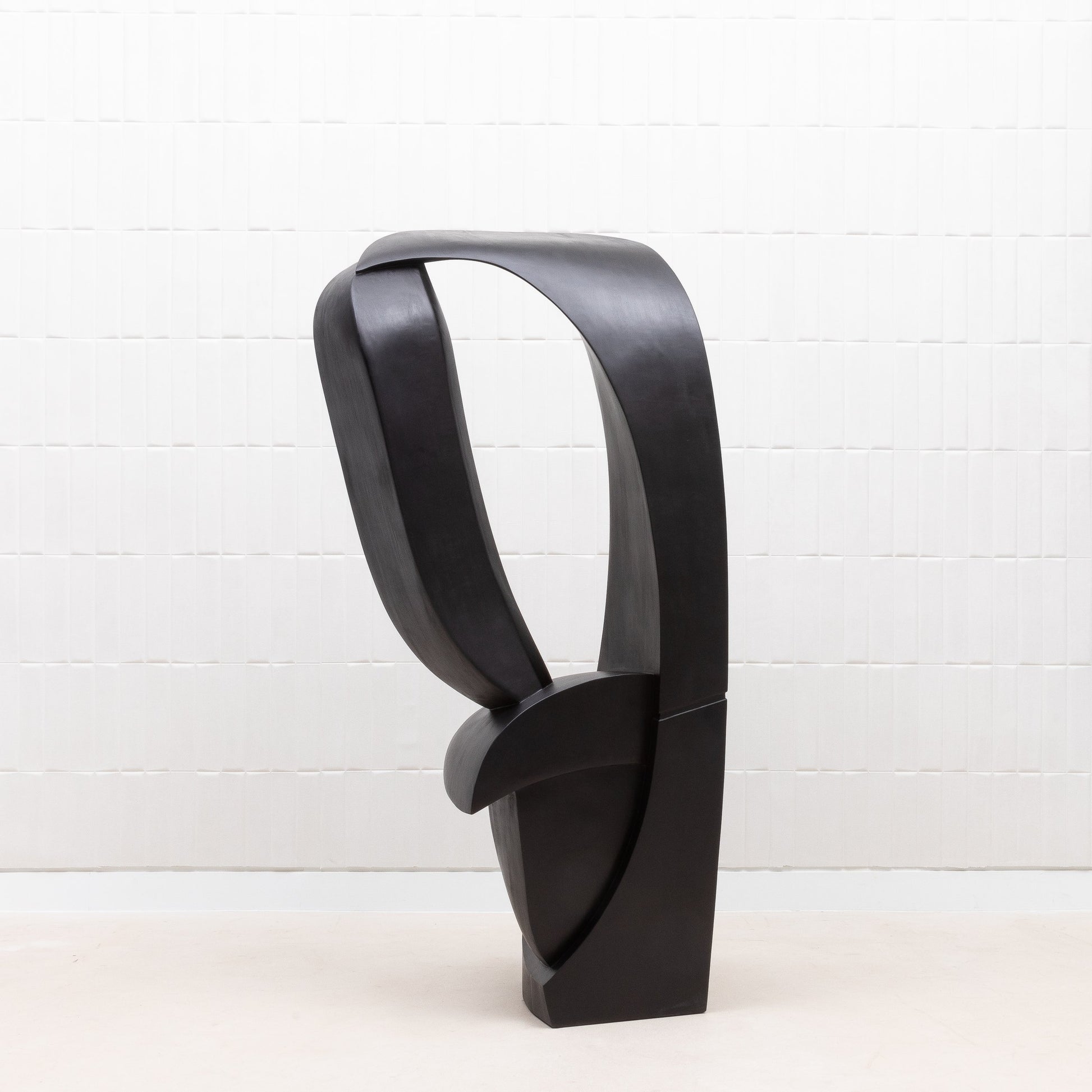 Modern Abstract Sculpture in Black Oak by Patrick Coard Paris