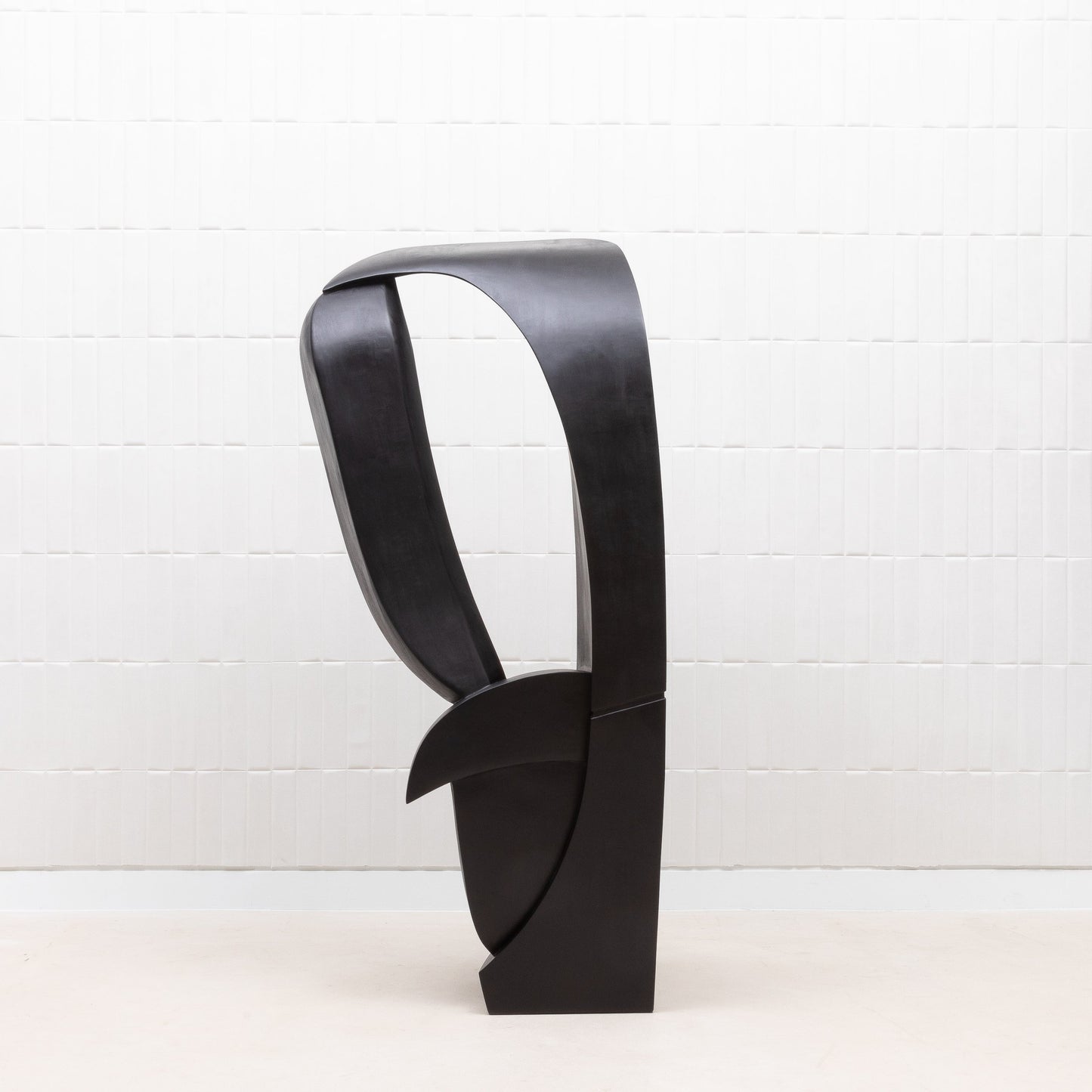 Modern Abstract Sculpture in Black Oak by Patrick Coard Paris