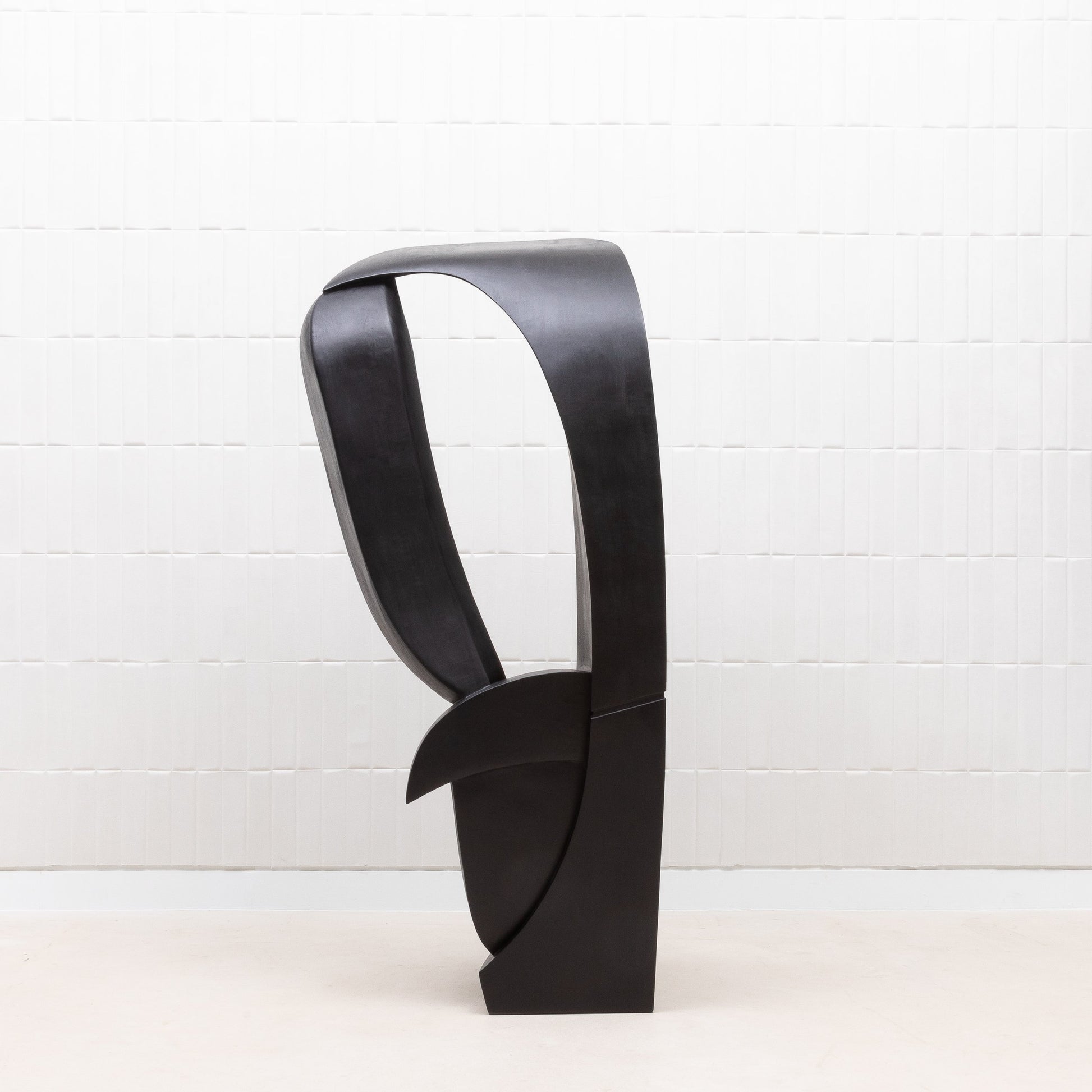 Modern Abstract Sculpture in Black Oak by Patrick Coard Paris
