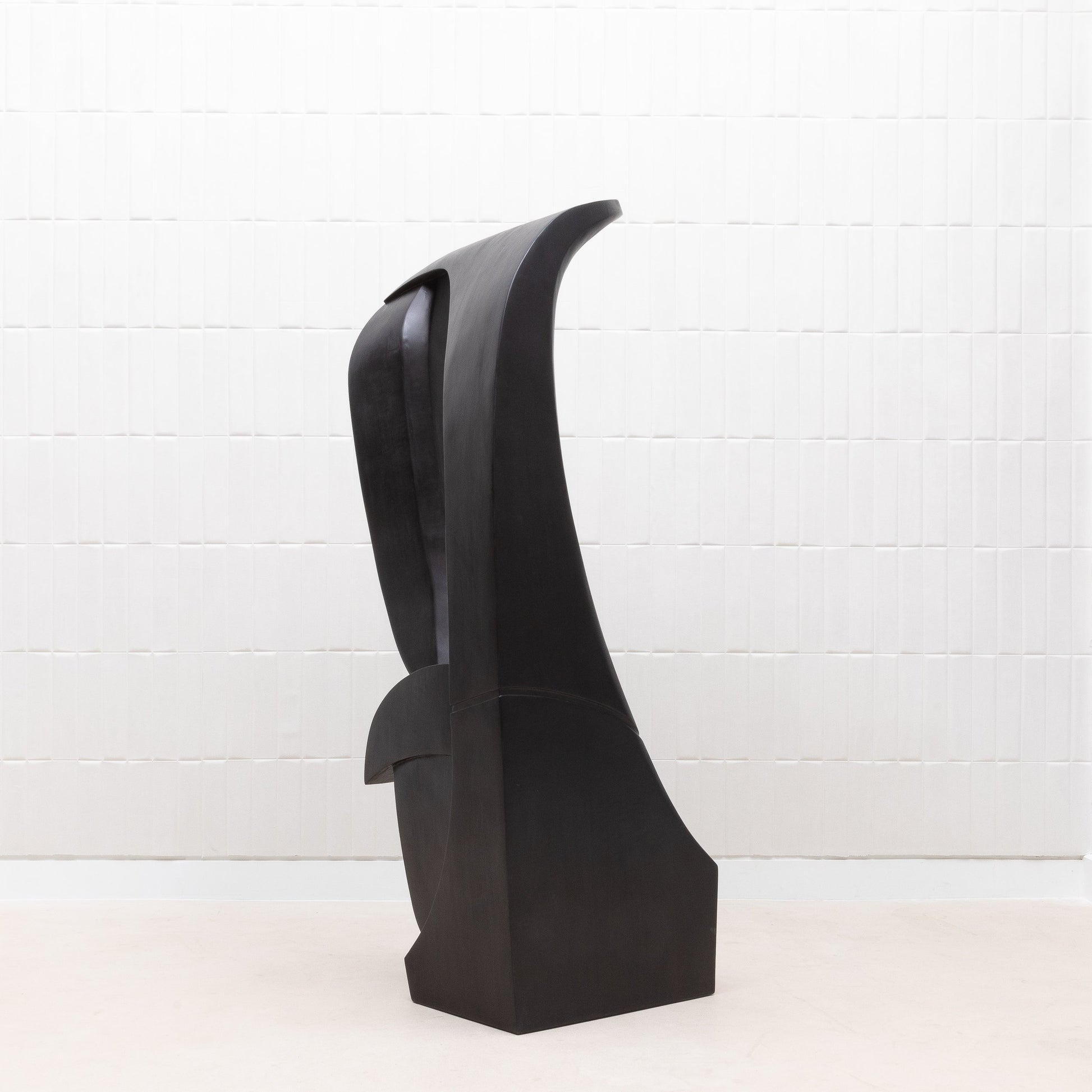 Modern Abstract Sculpture in Black Oak by Patrick Coard Paris