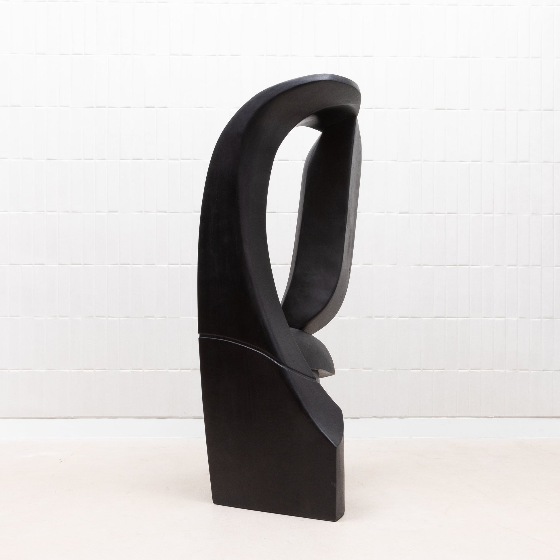 Modern Abstract Sculpture in Black Oak by Patrick Coard Paris
