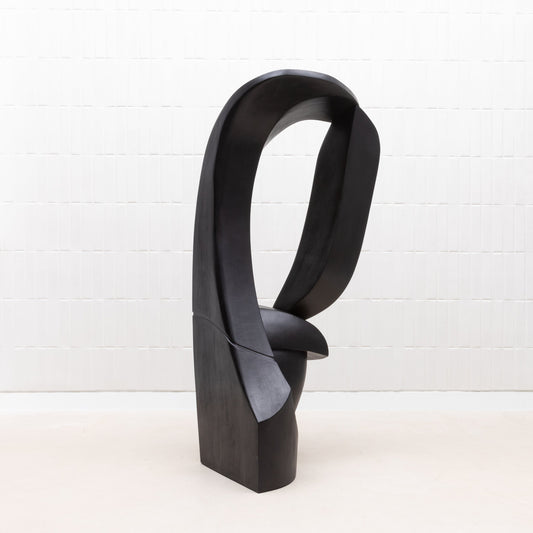 Modern Abstract Sculpture in Black Oak by Patrick Coard Paris