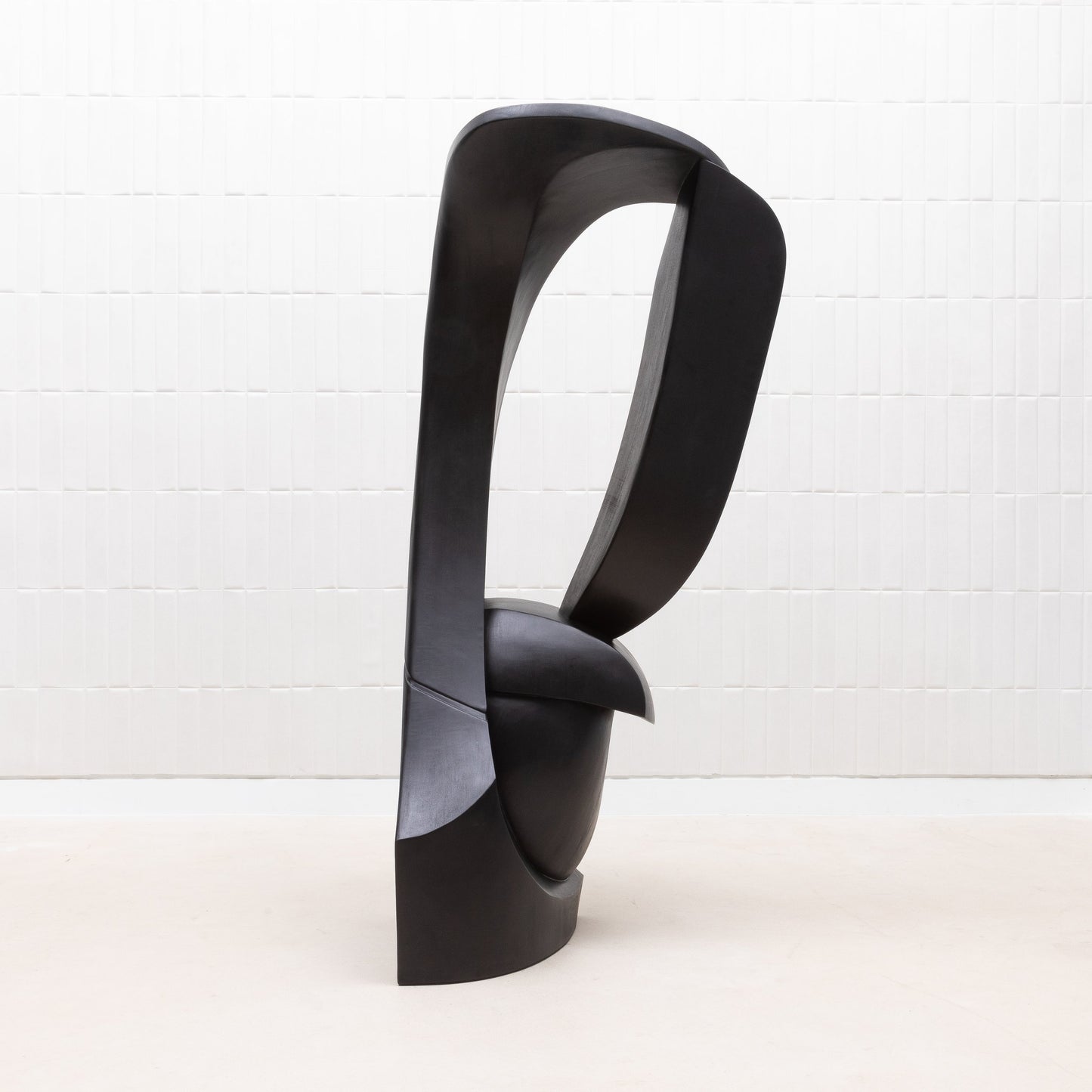 Modern Abstract Sculpture in Black Oak by Patrick Coard Paris