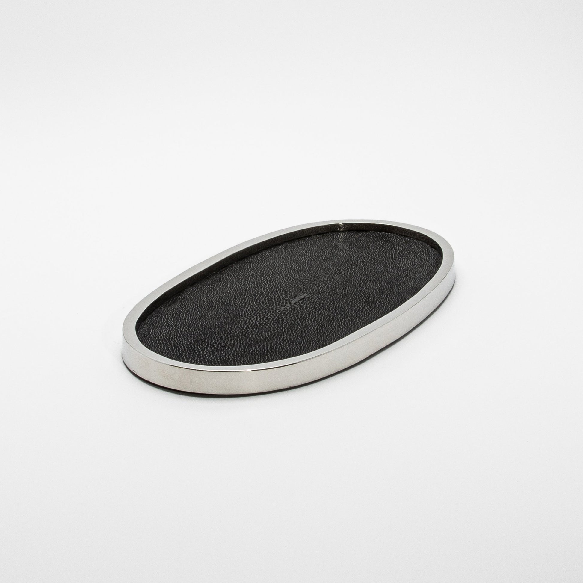 Tray in Shagreen with Polished Stainless Steel by Kifu Paris