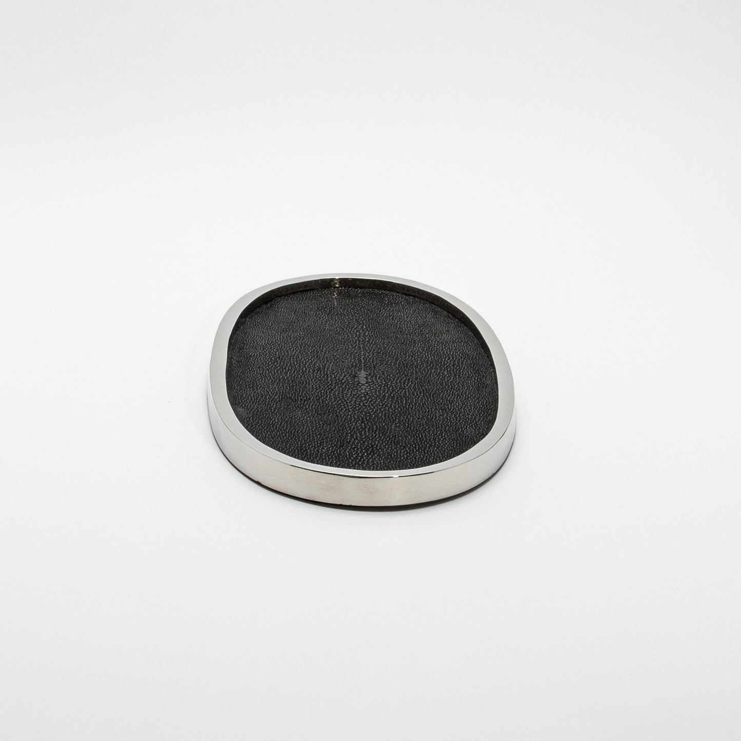 Tray in Shagreen with Polished Stainless Steel by Kifu Paris