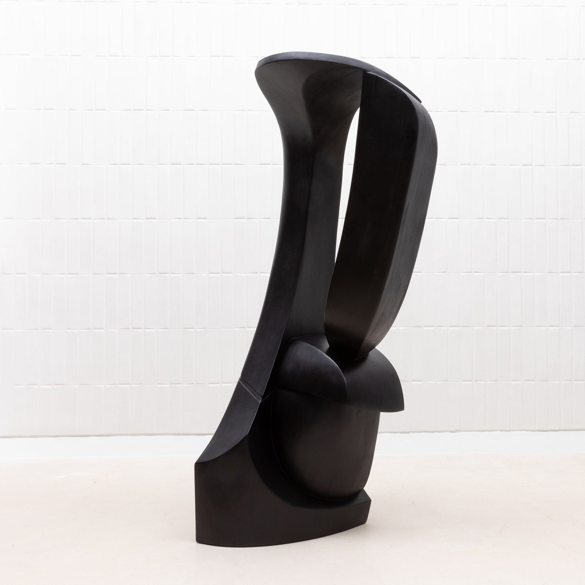 Modern Abstract Sculpture in Black Oak by Patrick Coard Paris