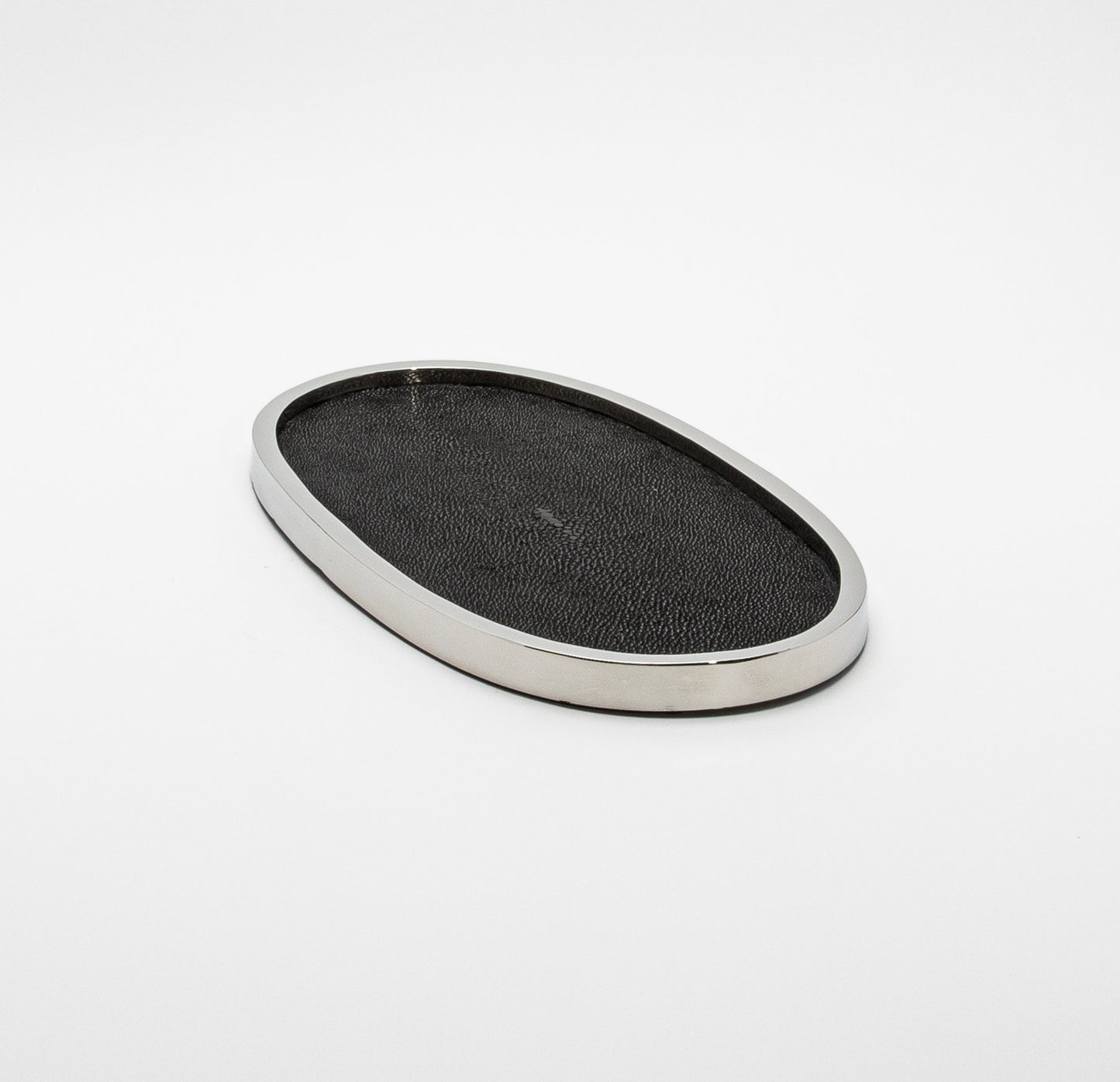 Tray in Shagreen with Polished Stainless Steel by Kifu Paris
